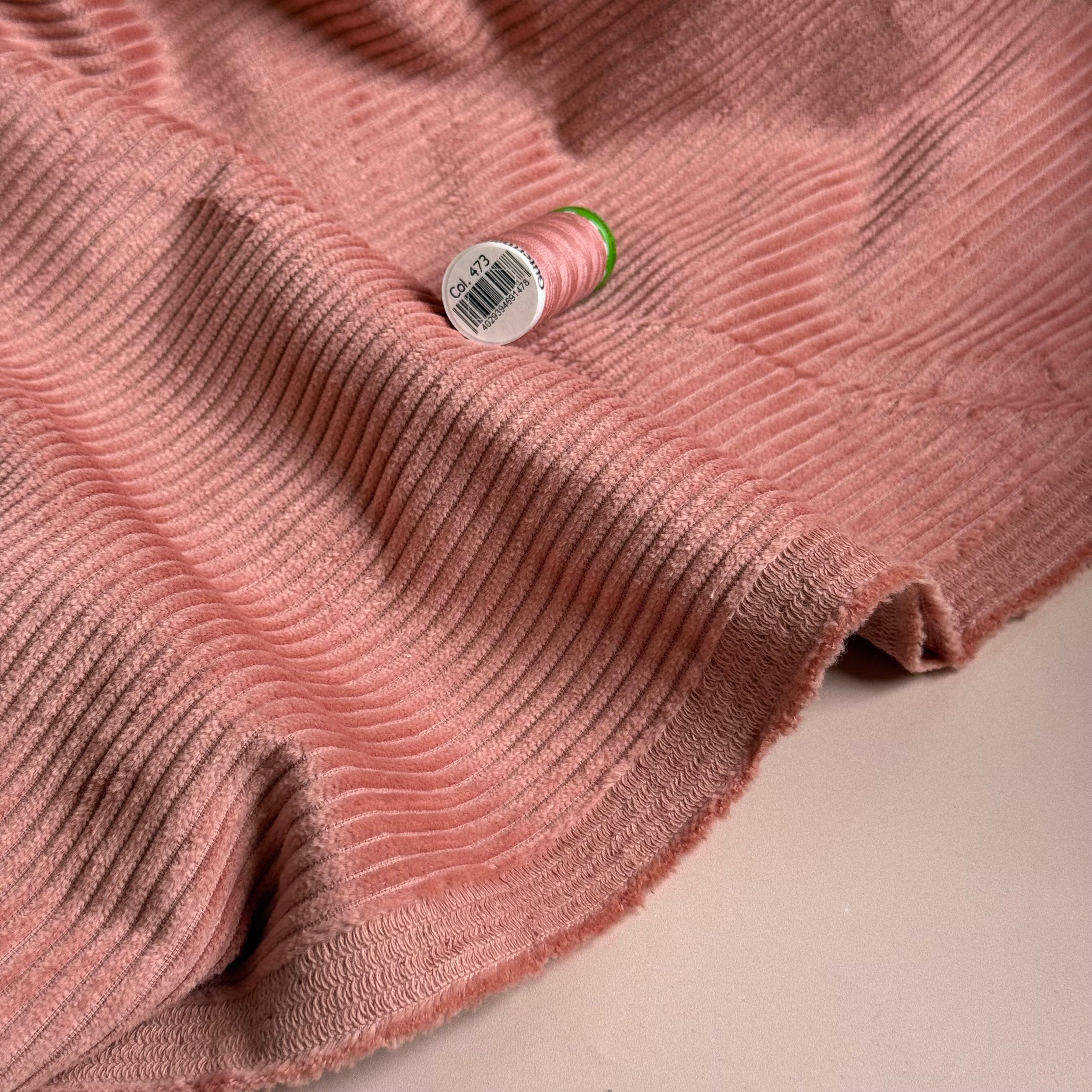 Ex-Designer Deadstock - 4.5W Pure Cotton Washed Corduroy in Dusky Pink
