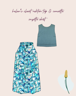 Make An Outfit Colour Bundle and Sewing Kit - Ashton Top and Suzette Skirt in Painted Foliage & Petrol Flow Linen