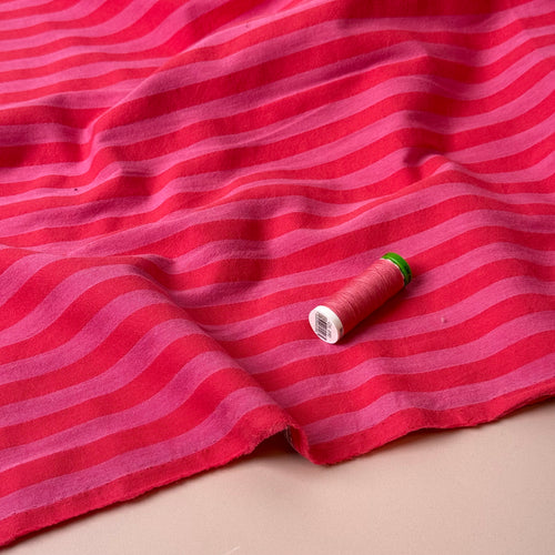 Yarn Dyed Flamingo Stripes Washed Cotton Fabric