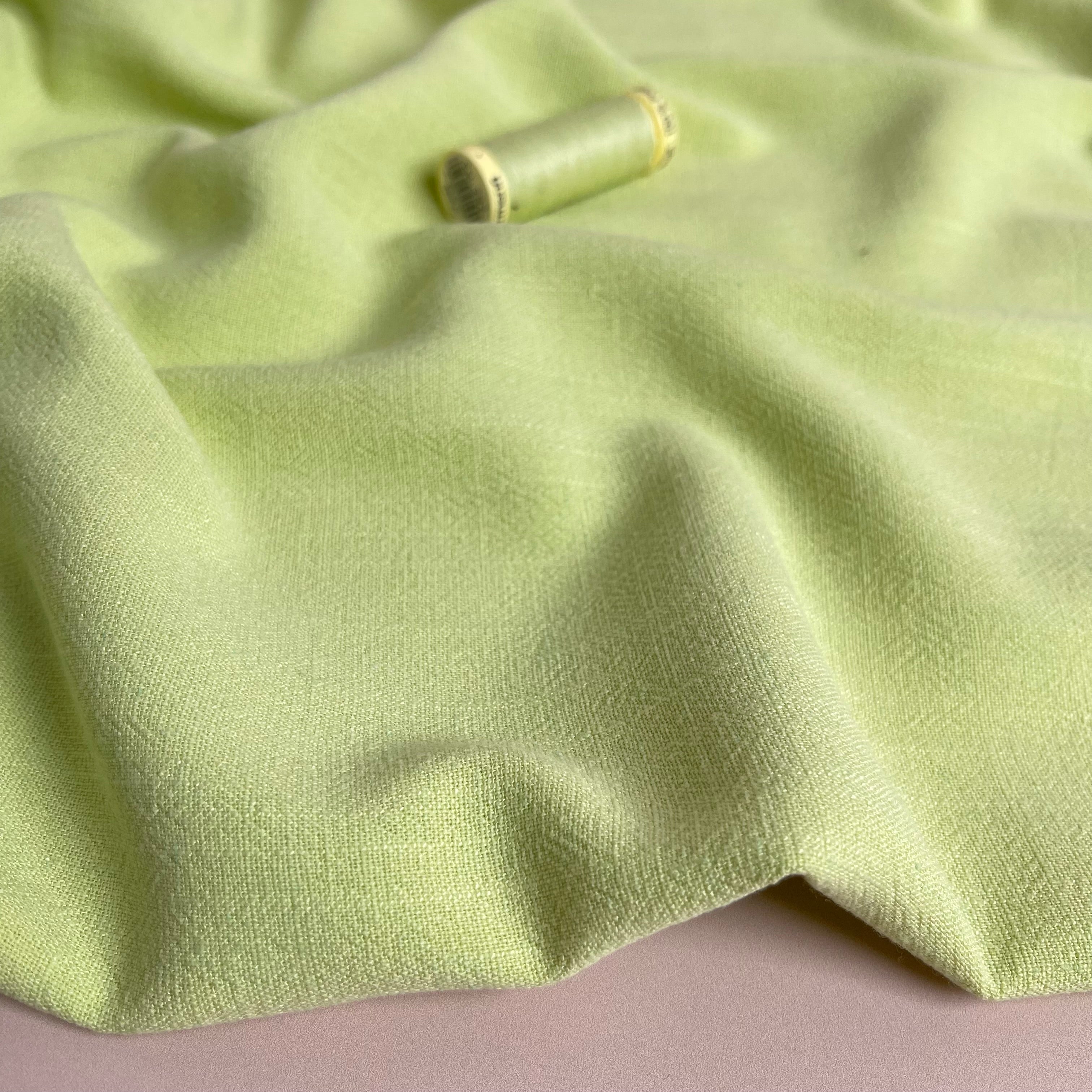 Flow Lime Viscose Linen Blend Dress Fabric