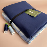 Limited Edition - Luxury Pyjama Kit with yarn Died Blue Check Cotton