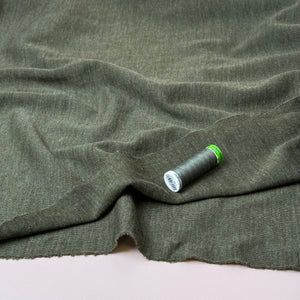 Pure Merino Wool Sweater Knit in Khaki Melange