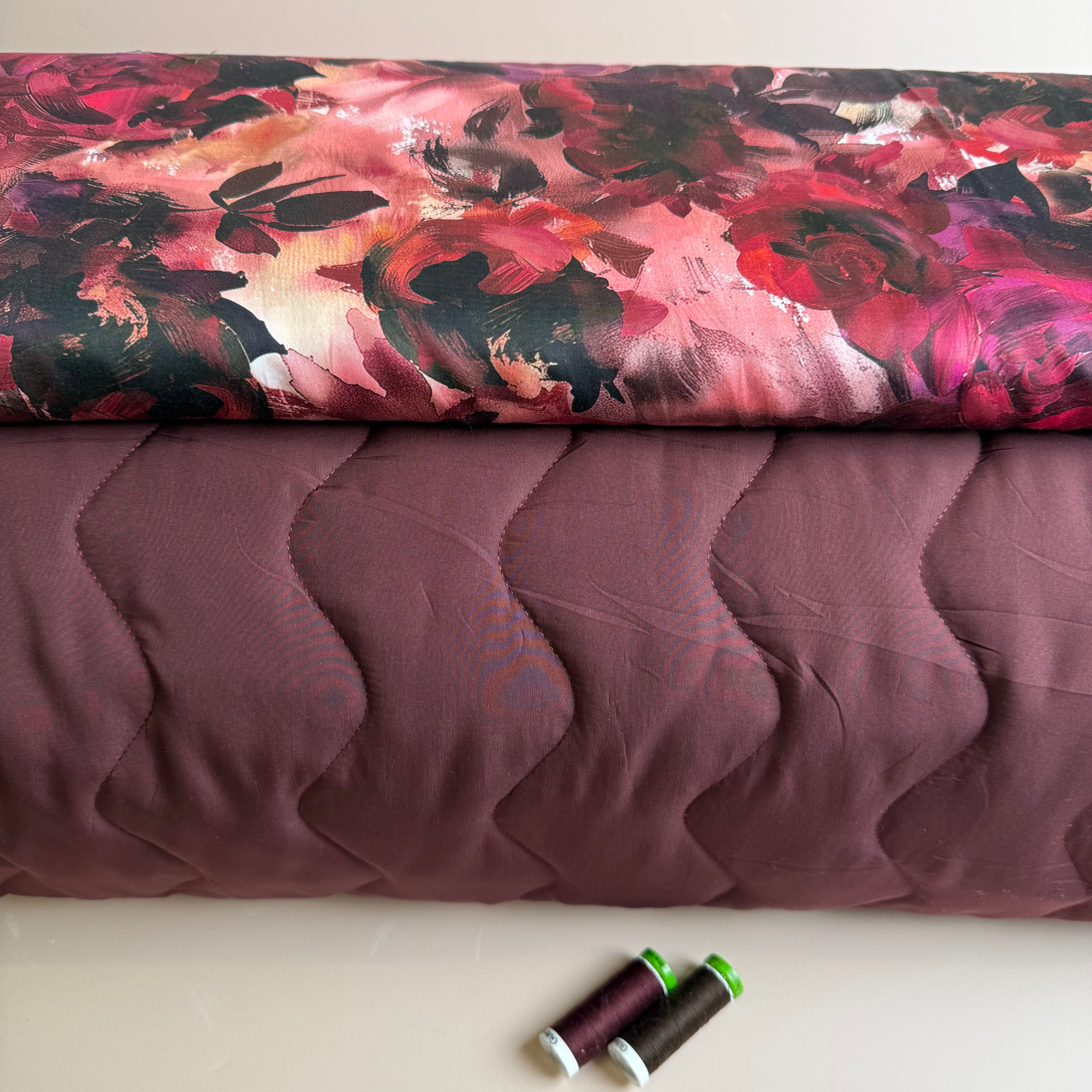 Zigzag Deep Plum Quilted Puffer Fabric