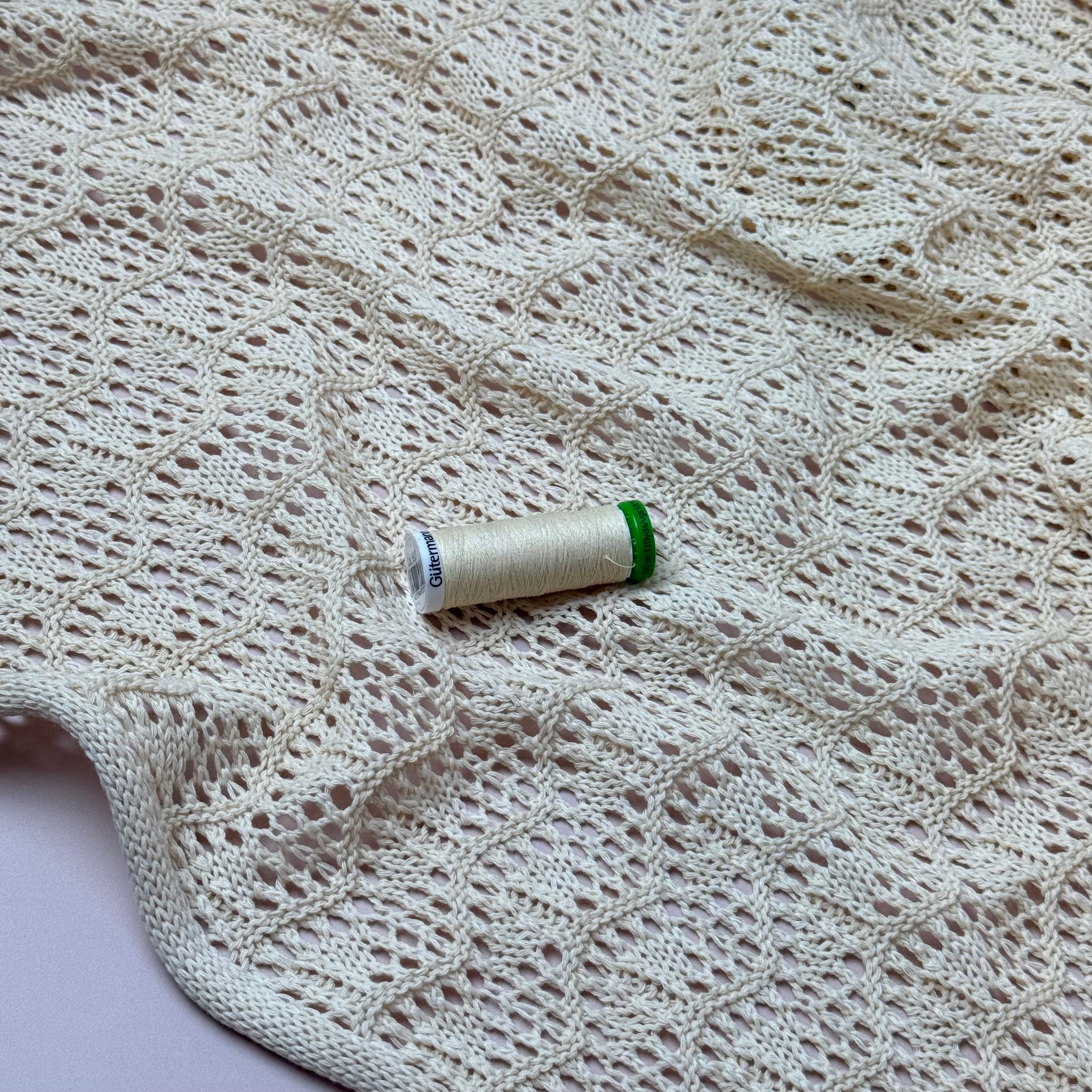 Pure Cotton Crochet Knit in Neutral