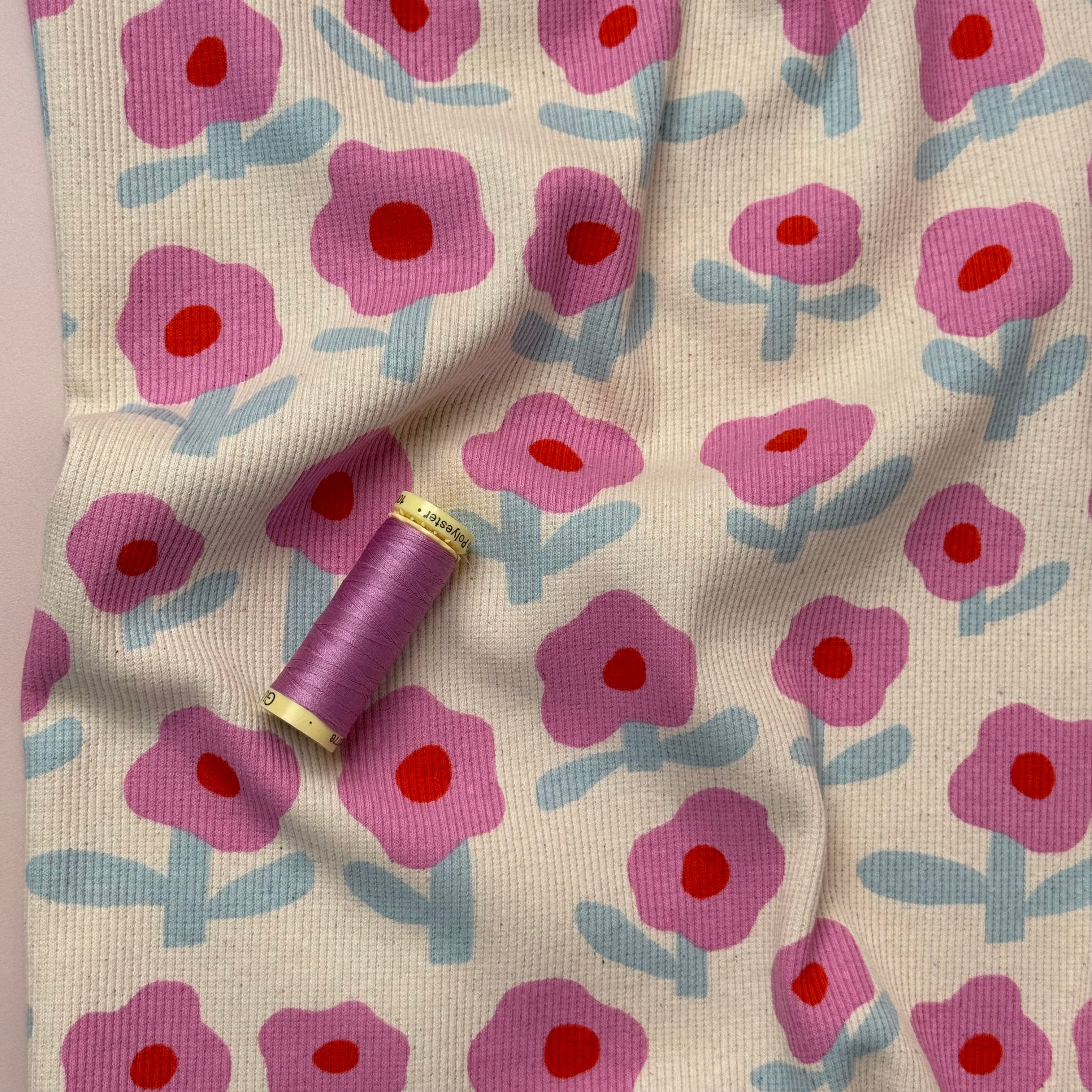 Natural Flowers Organic GOTS Cotton Ribbed Jersey