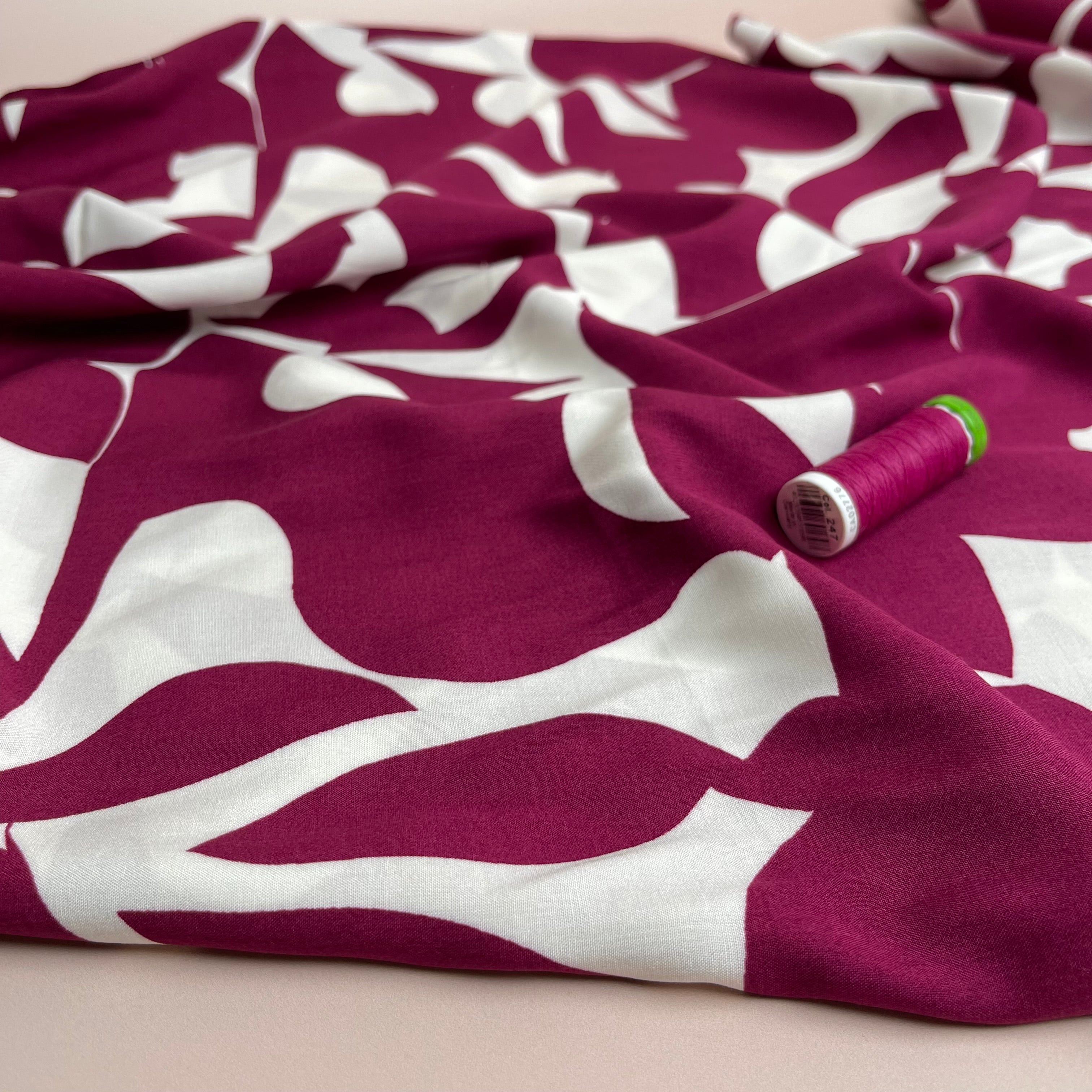 Burgundy Shadows Viscose Fabric