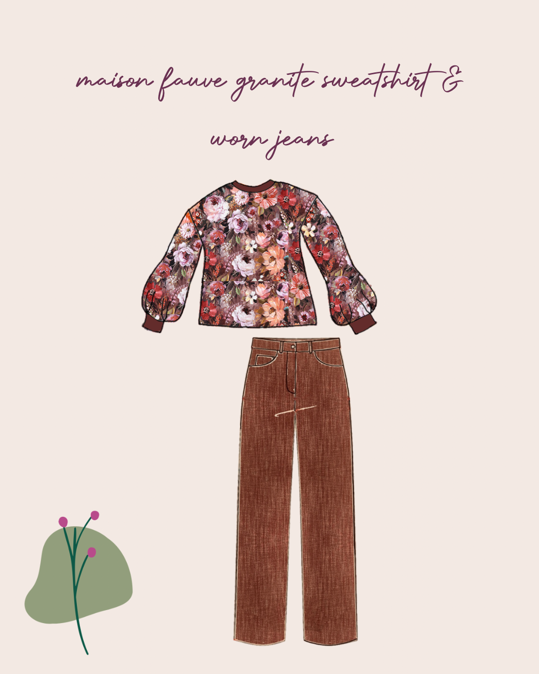 Colour Bundles - Autumn Bouquet Brown Cotton French Terry & Matching Ribbing