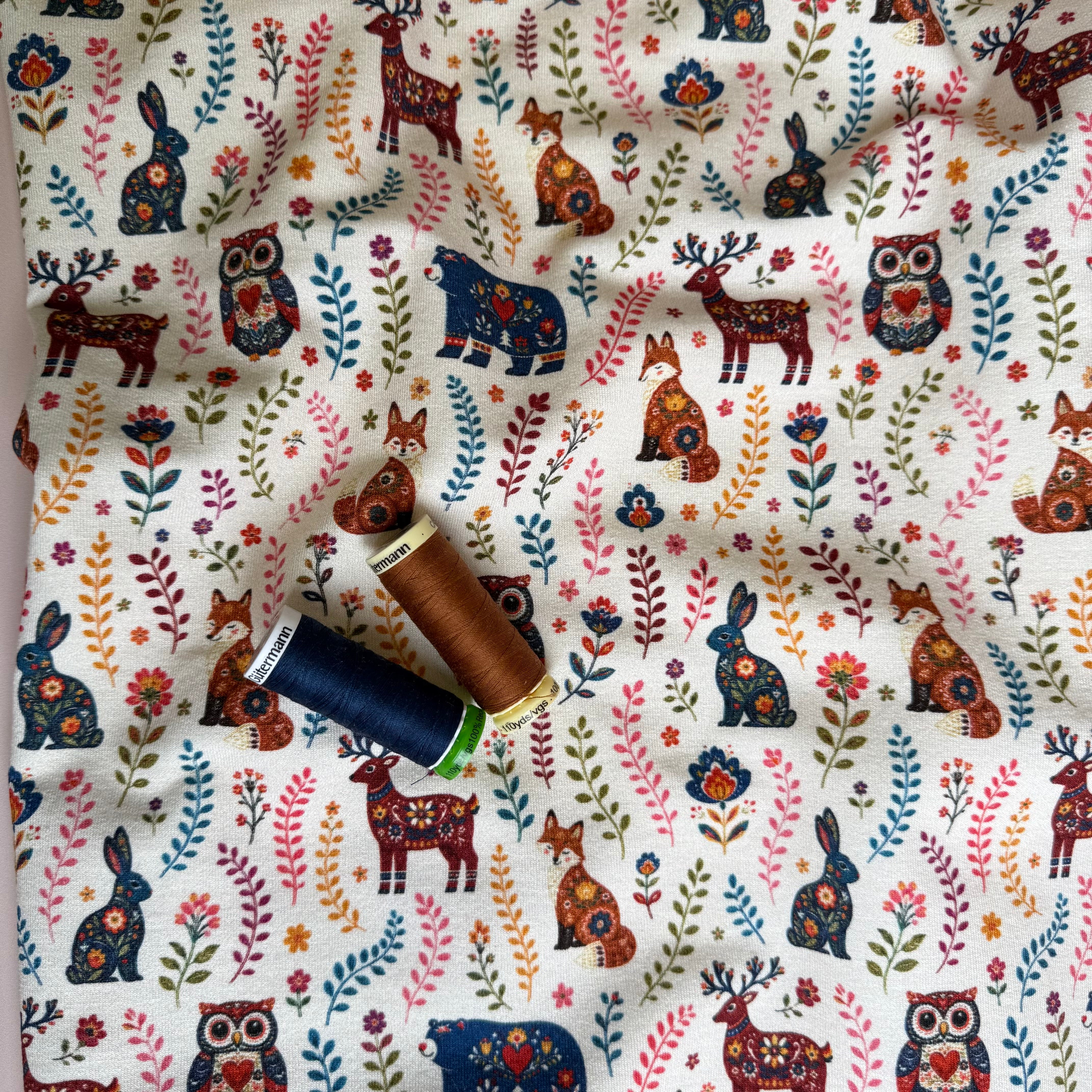 Nordic Animals Soft Cotton Sweat-shirting Fabric