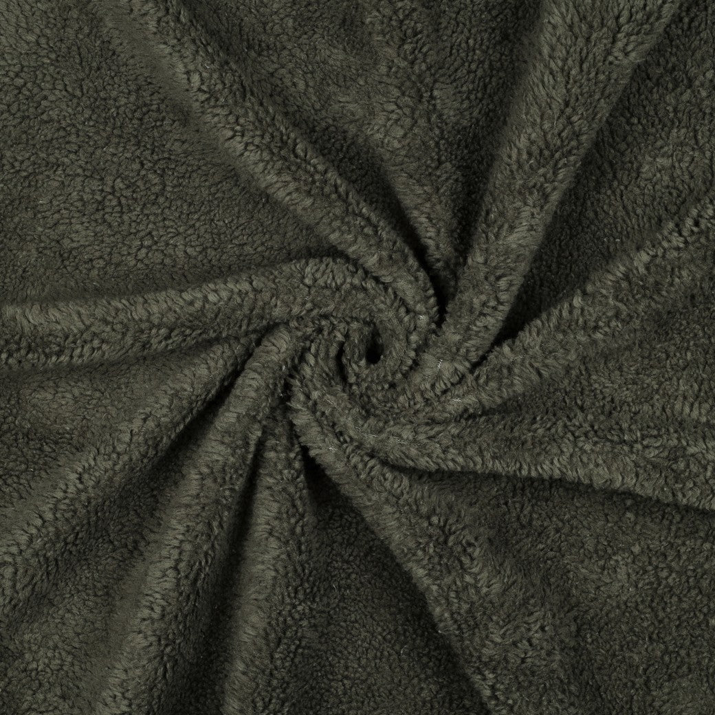 Cotton Teddy Fabric in Olive Green