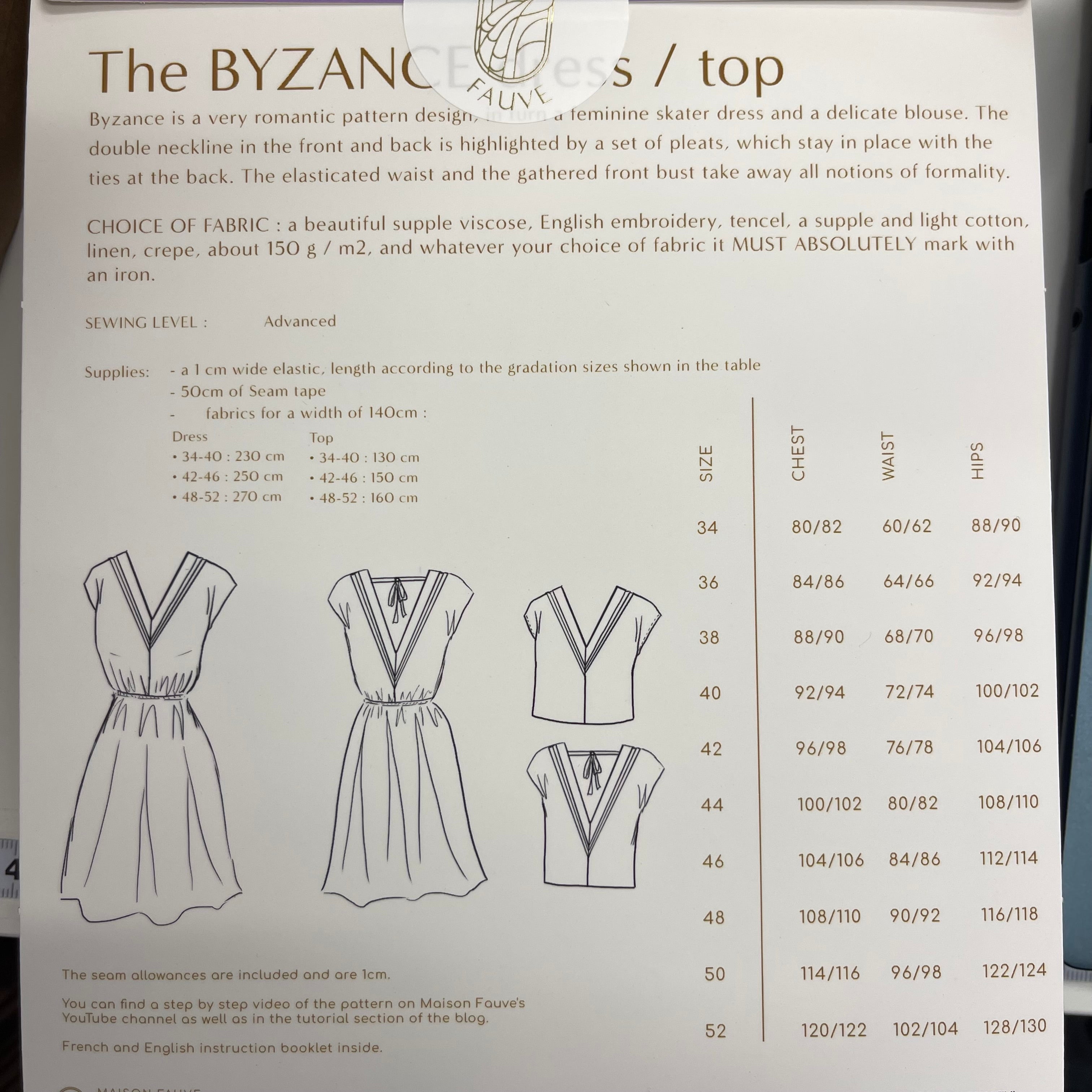 Maison Fauve - BYZANCE Dress Sewing Pattern