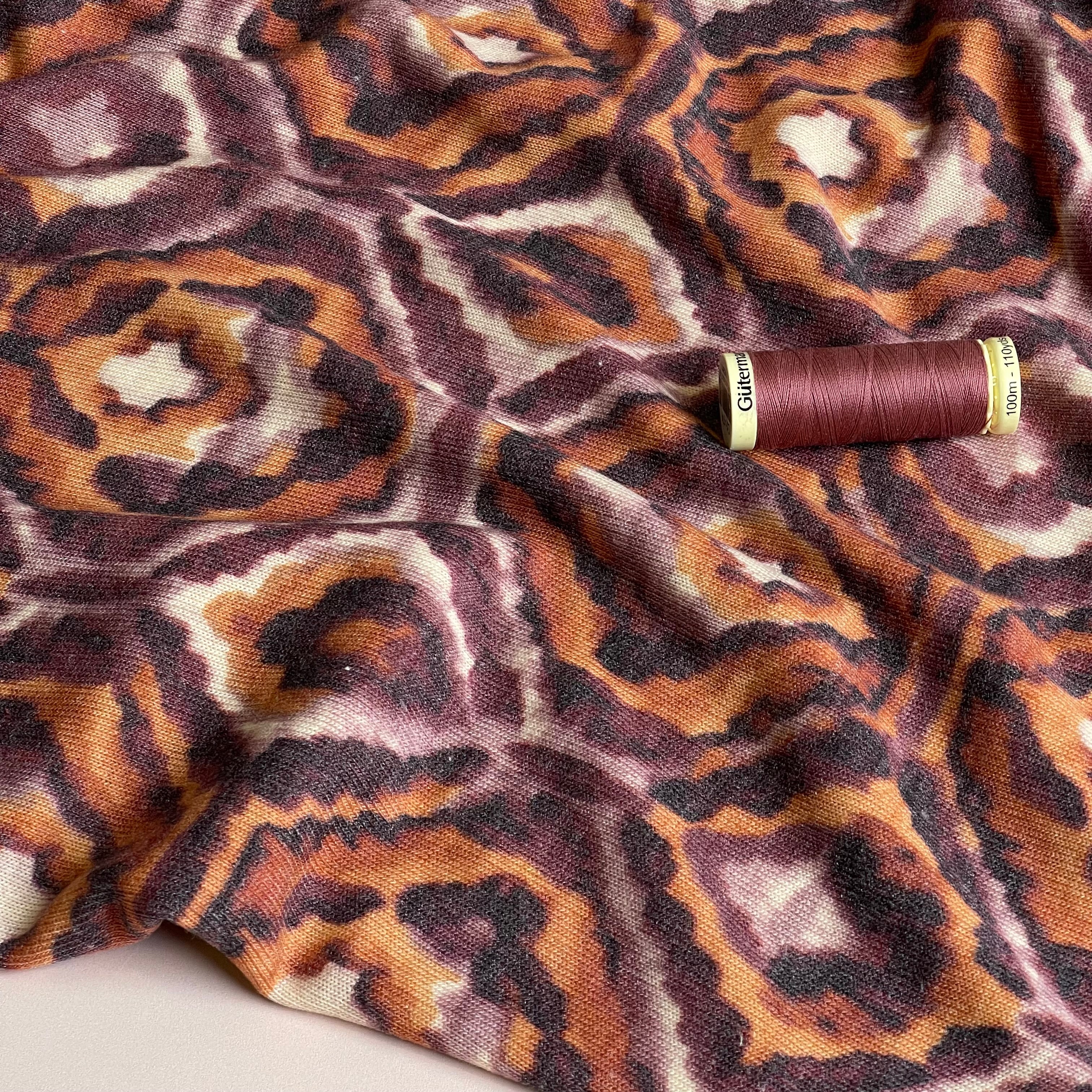 Ethnic Geo Rosewood Light Viscose Blend Knit