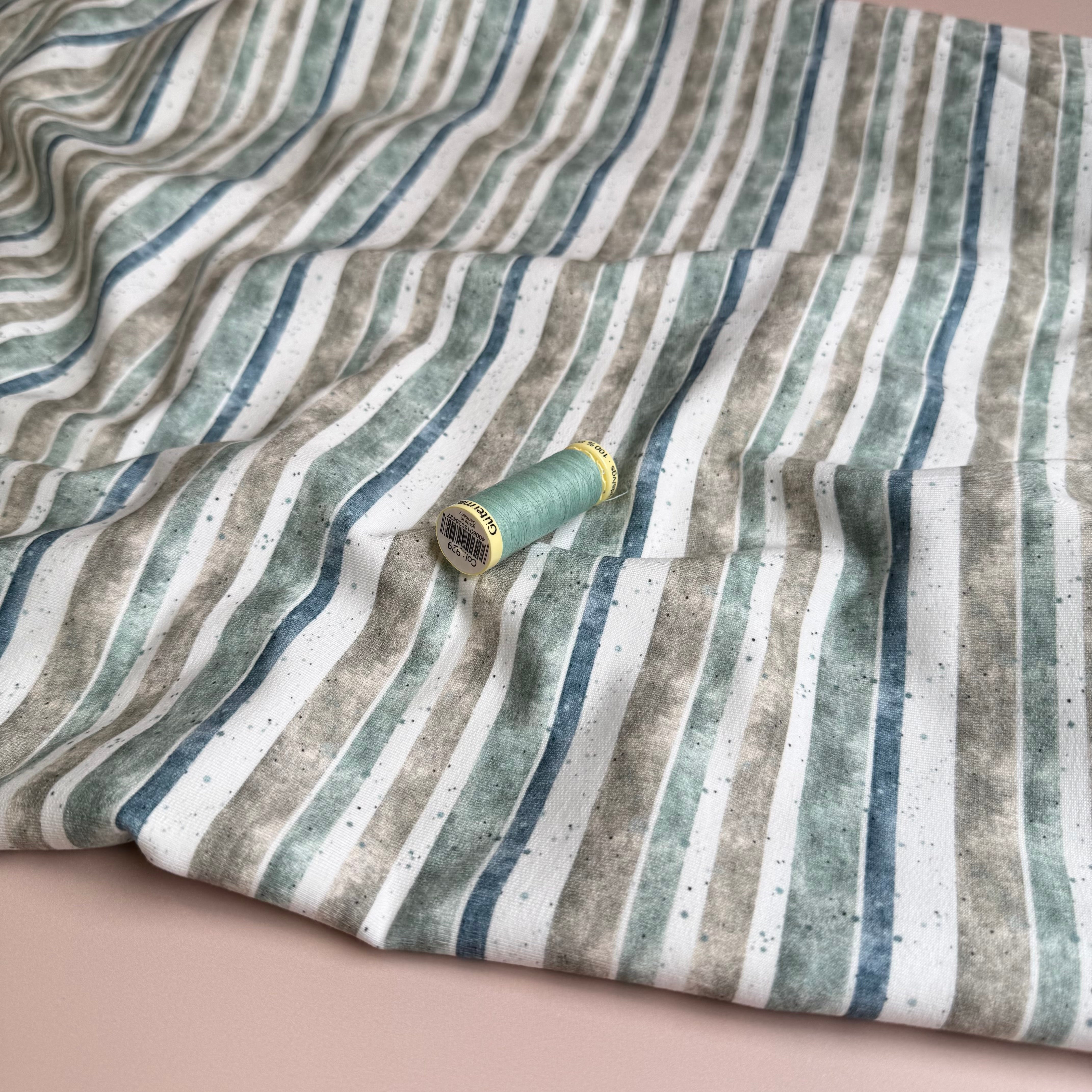 Stripes & Speckles Soft Cotton Sweat-shirting Fabric