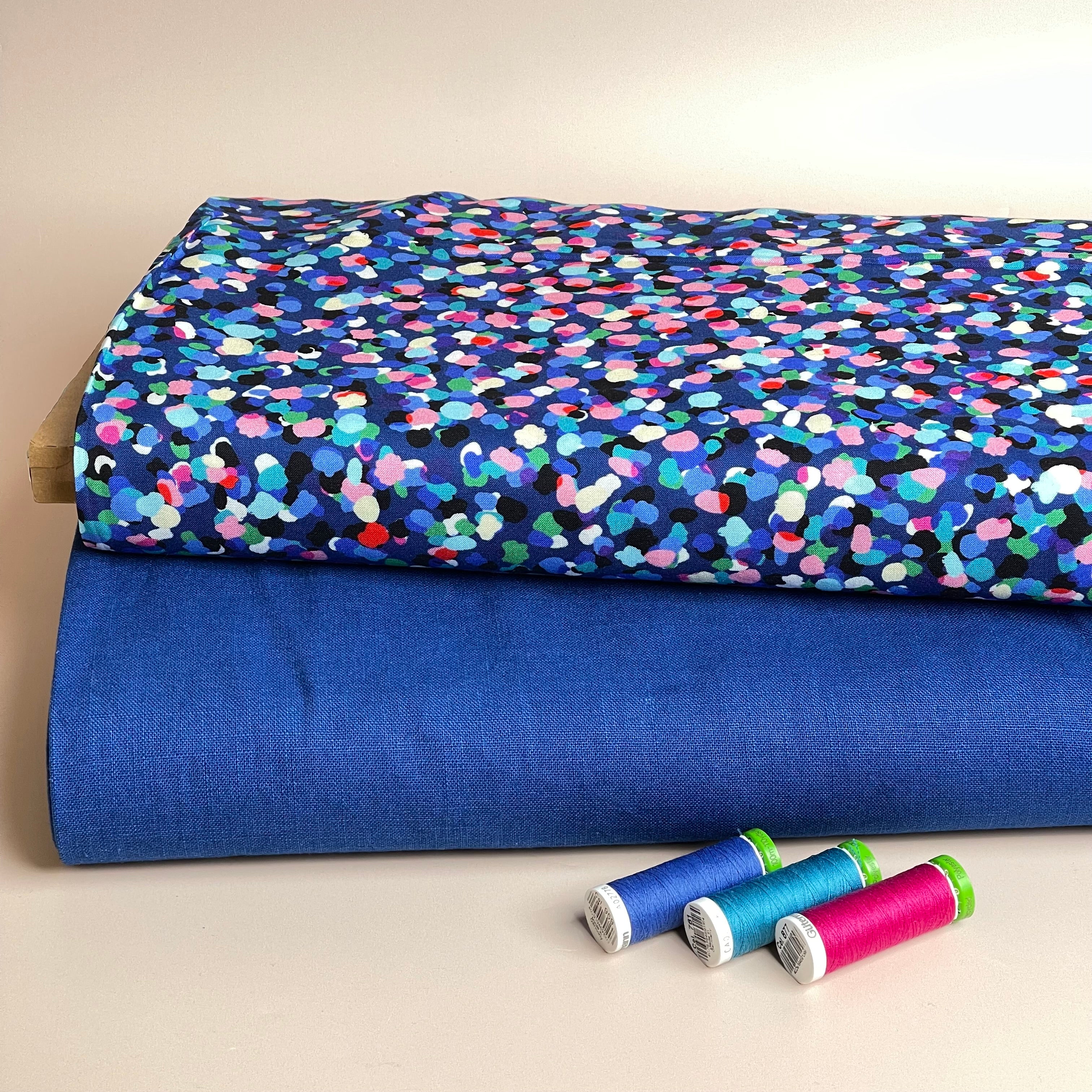 Party Spots in Royal Blue Rayon Fabric