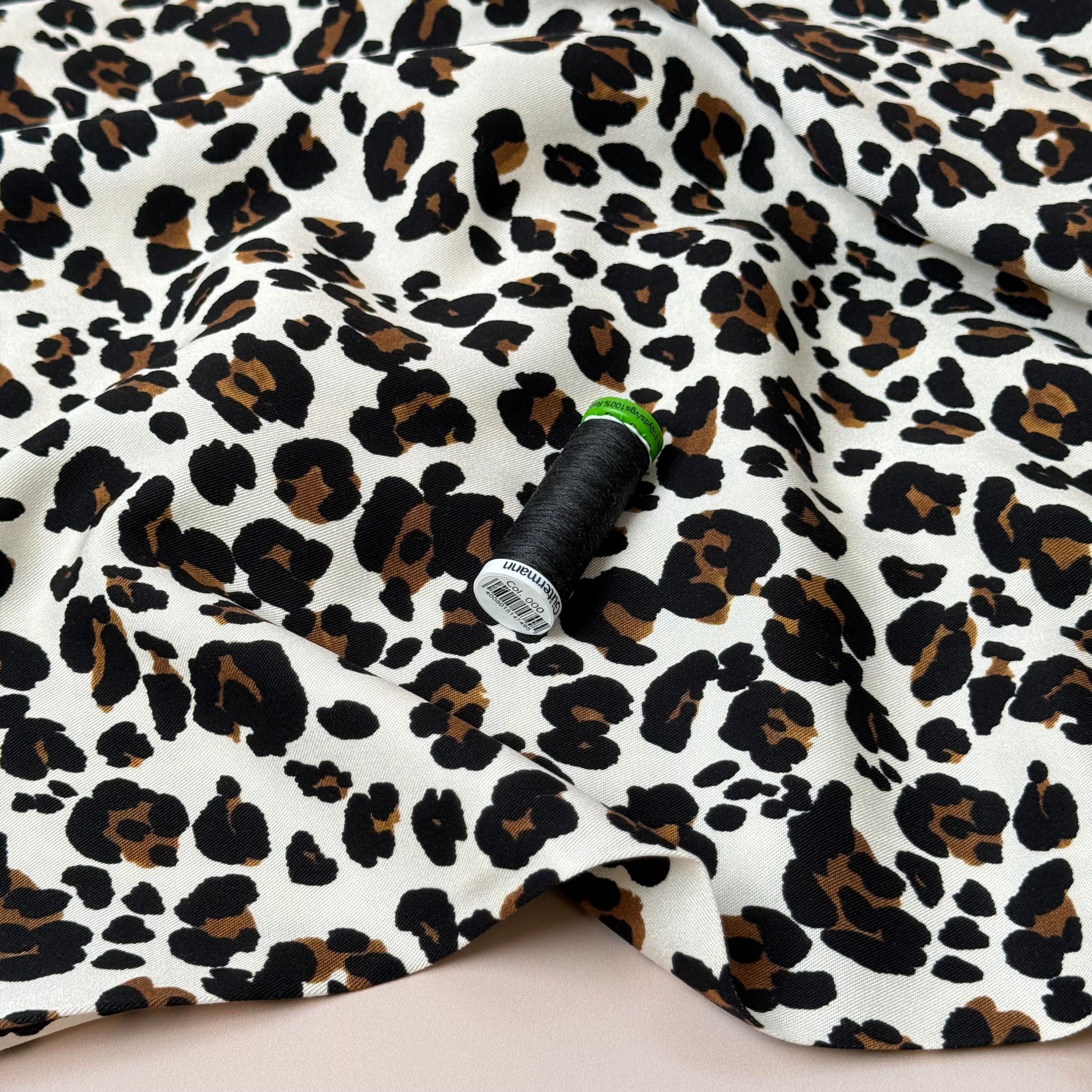 Leopard Off-White Viscose Twill