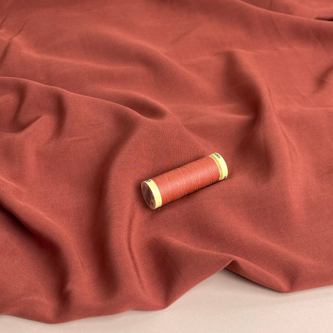 Elegance Terracotta Plain Viscose Poplin Fabric