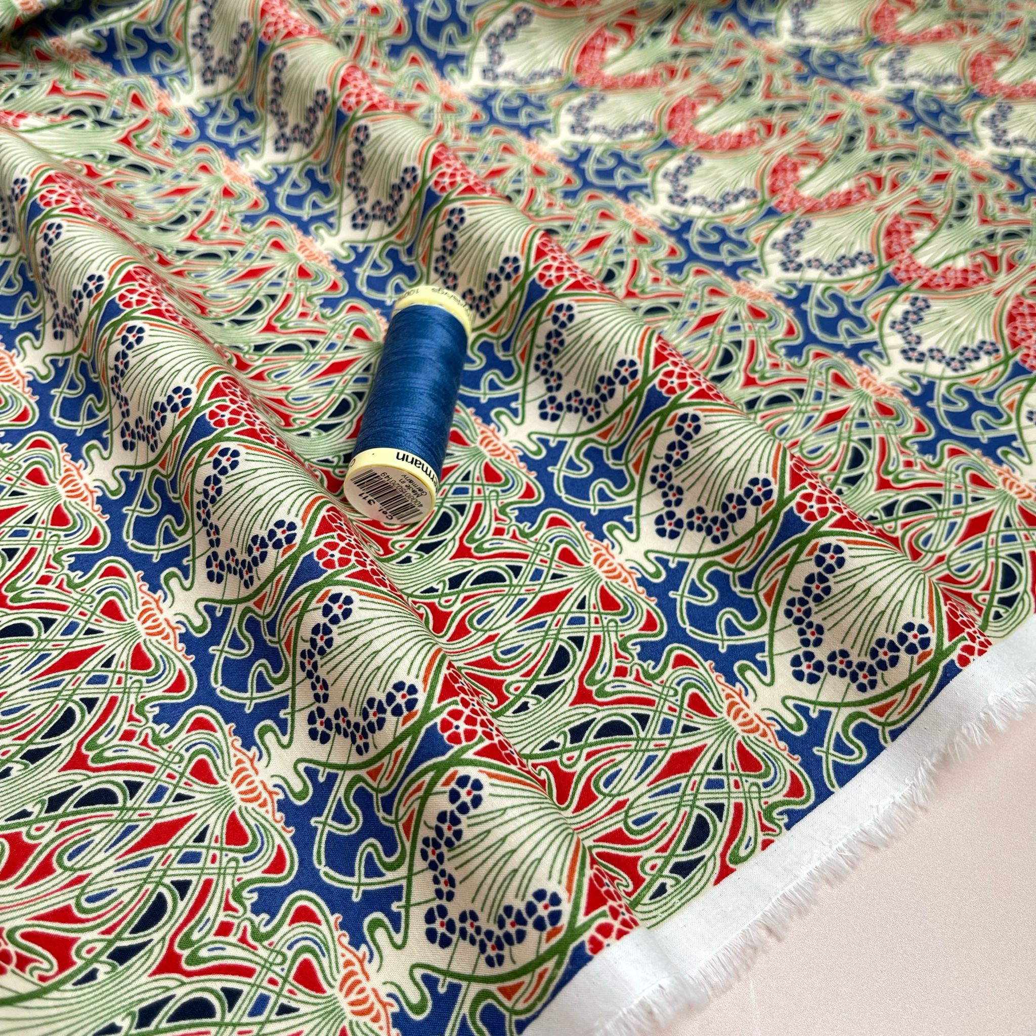 Deco Green and Red Cotton Lawn Fabric