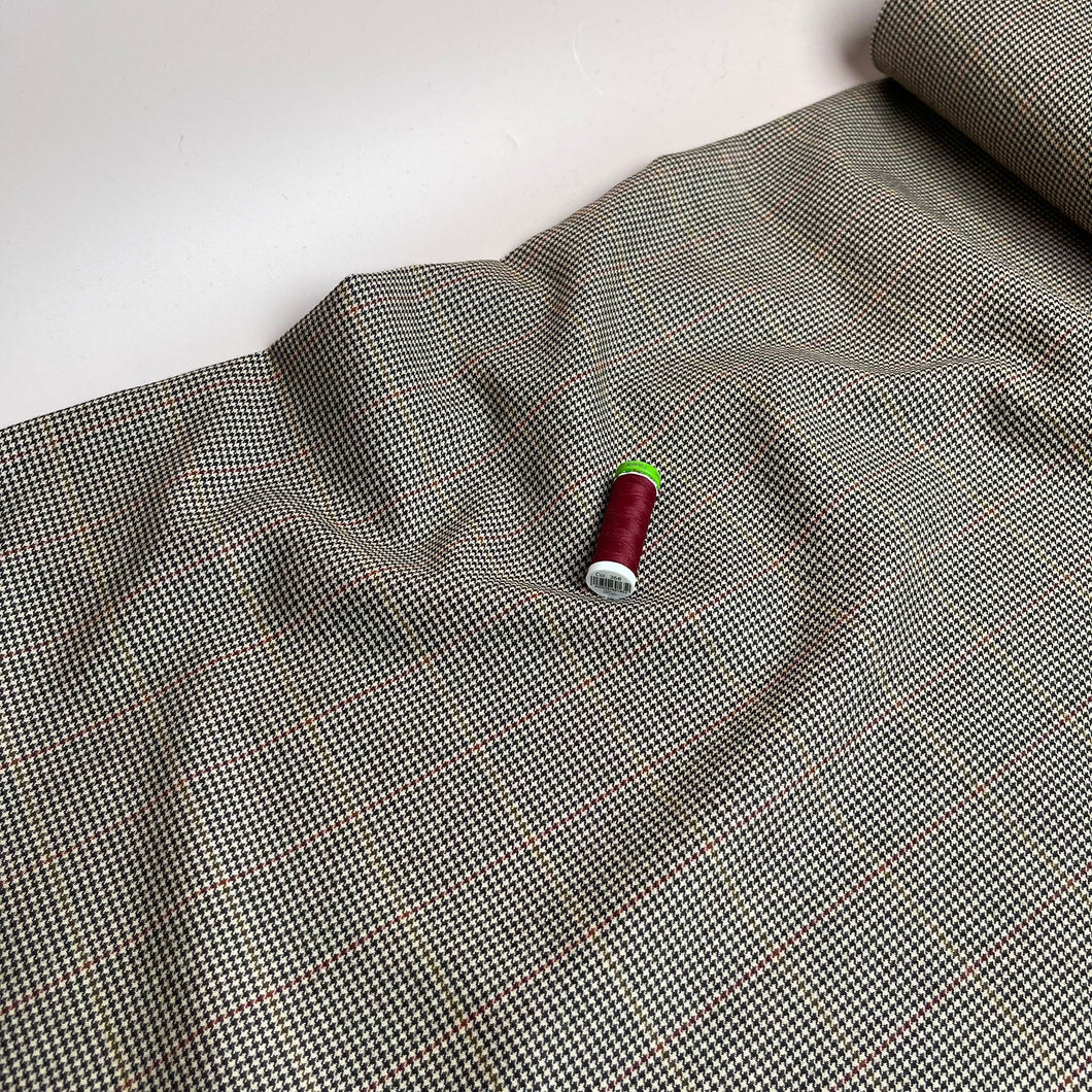 Deadstock Pure Wool Puppytooth Check Suiting Fabric