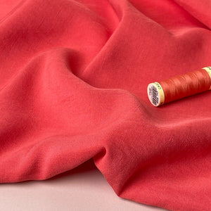 Lush Coral Light Viscose Linen Crepe Dress Fabric