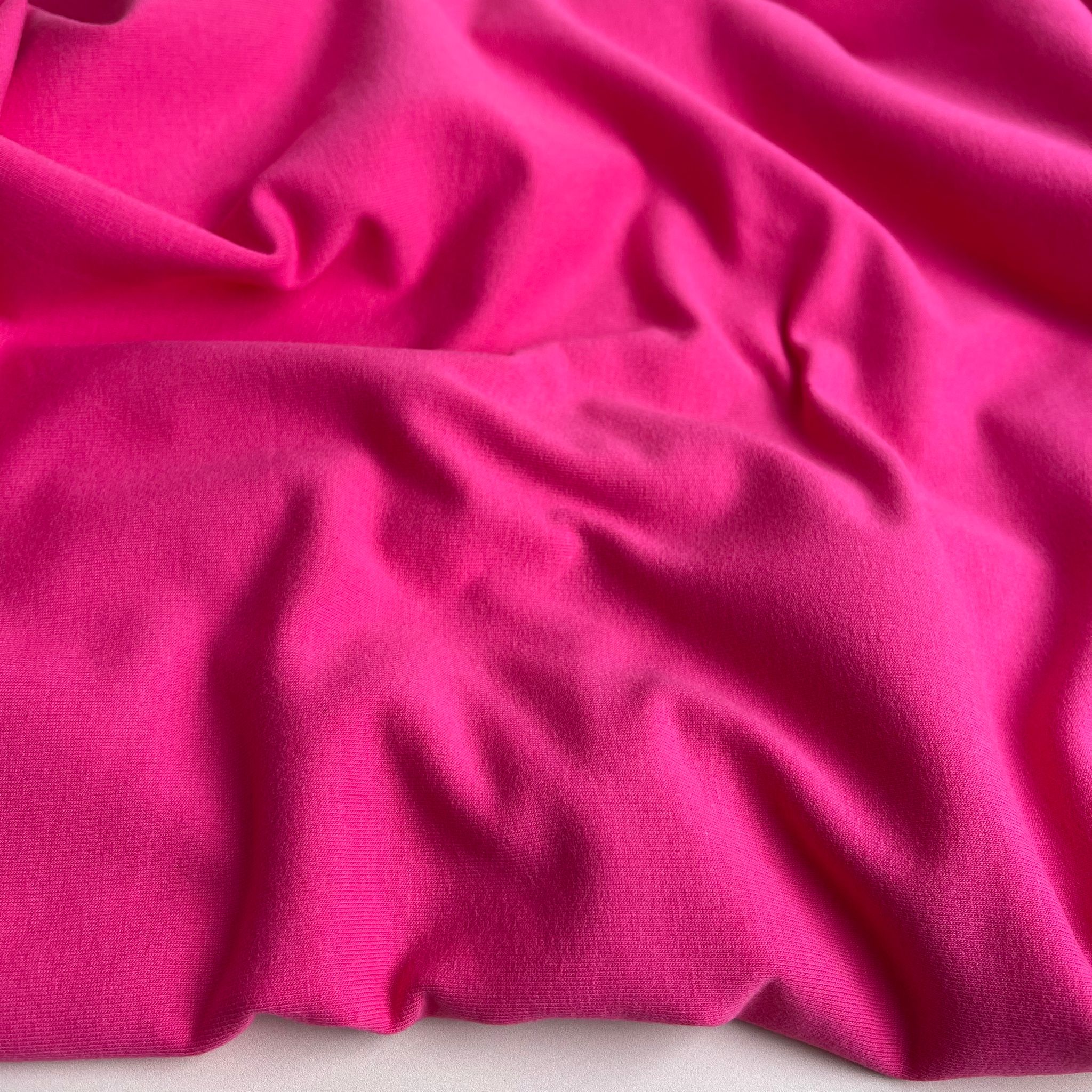 Peach Soft GOTS Organic Cotton Sweat-shirting in Fuchsia Pink