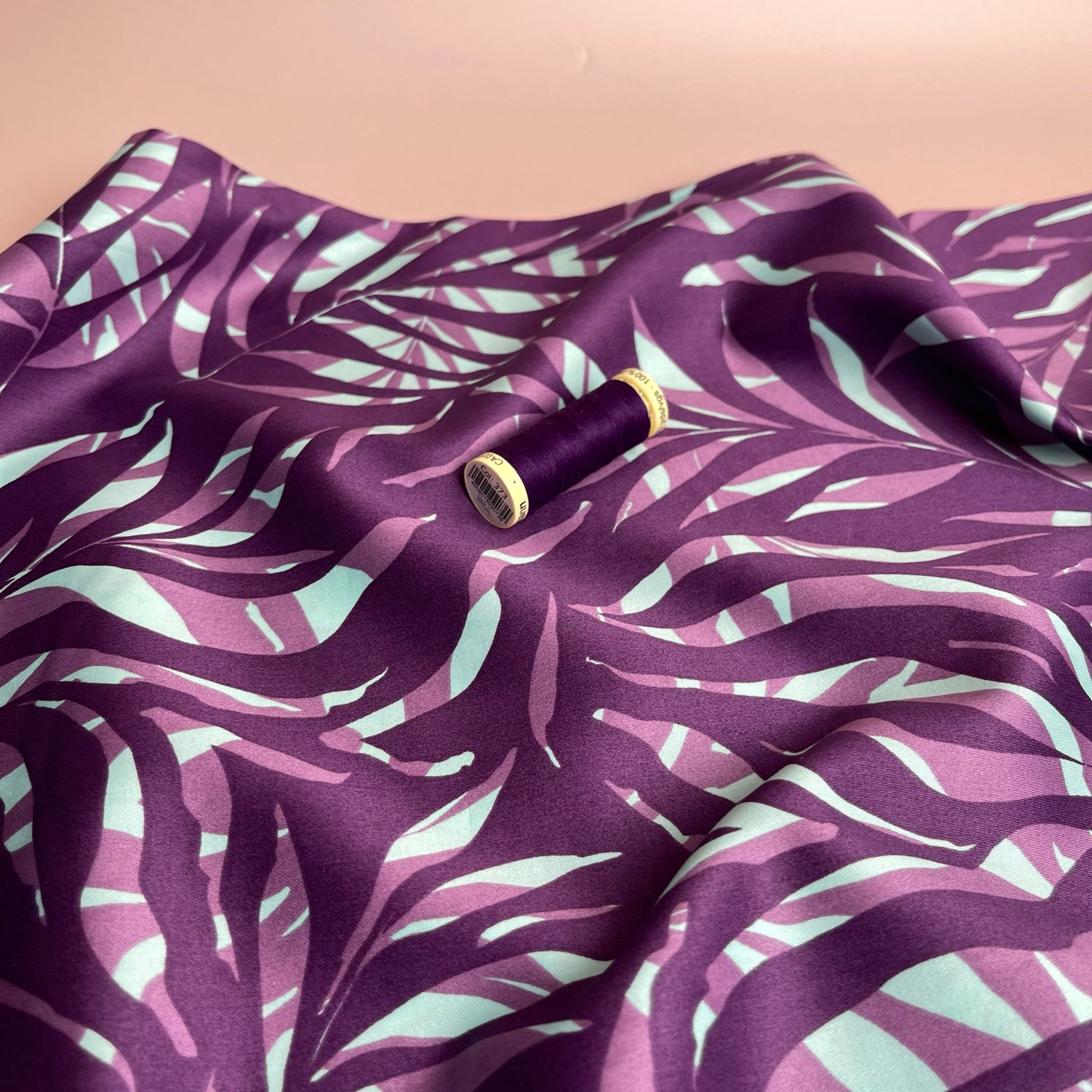 Shaded Foliage in Purple Cotton Sateen Fabric