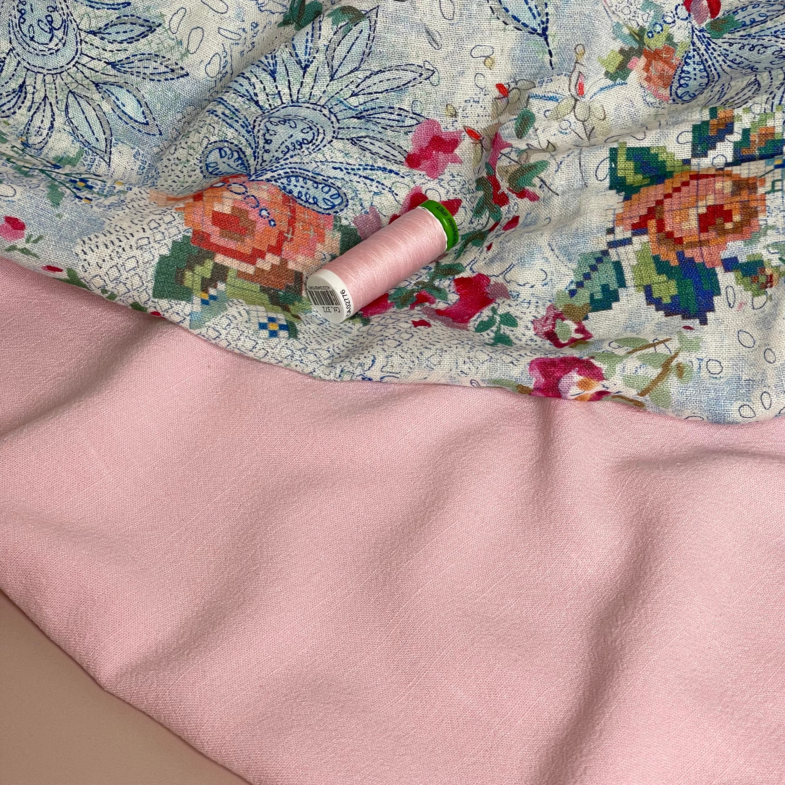 Flow Powder Pink Viscose Linen Blend Dress Fabric