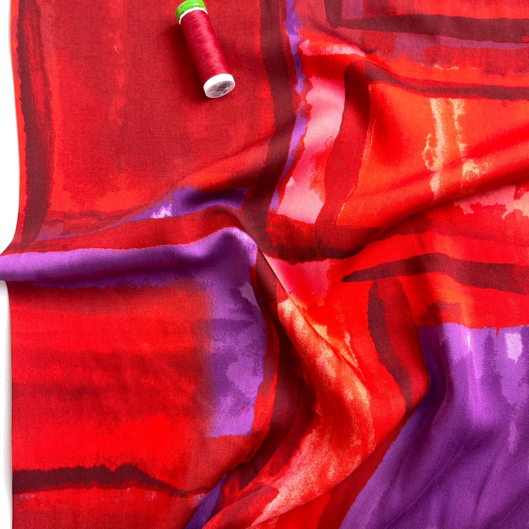 REMNANT 0.6 Metre - Artists Canvas in Red Viscose Sateen Fabric