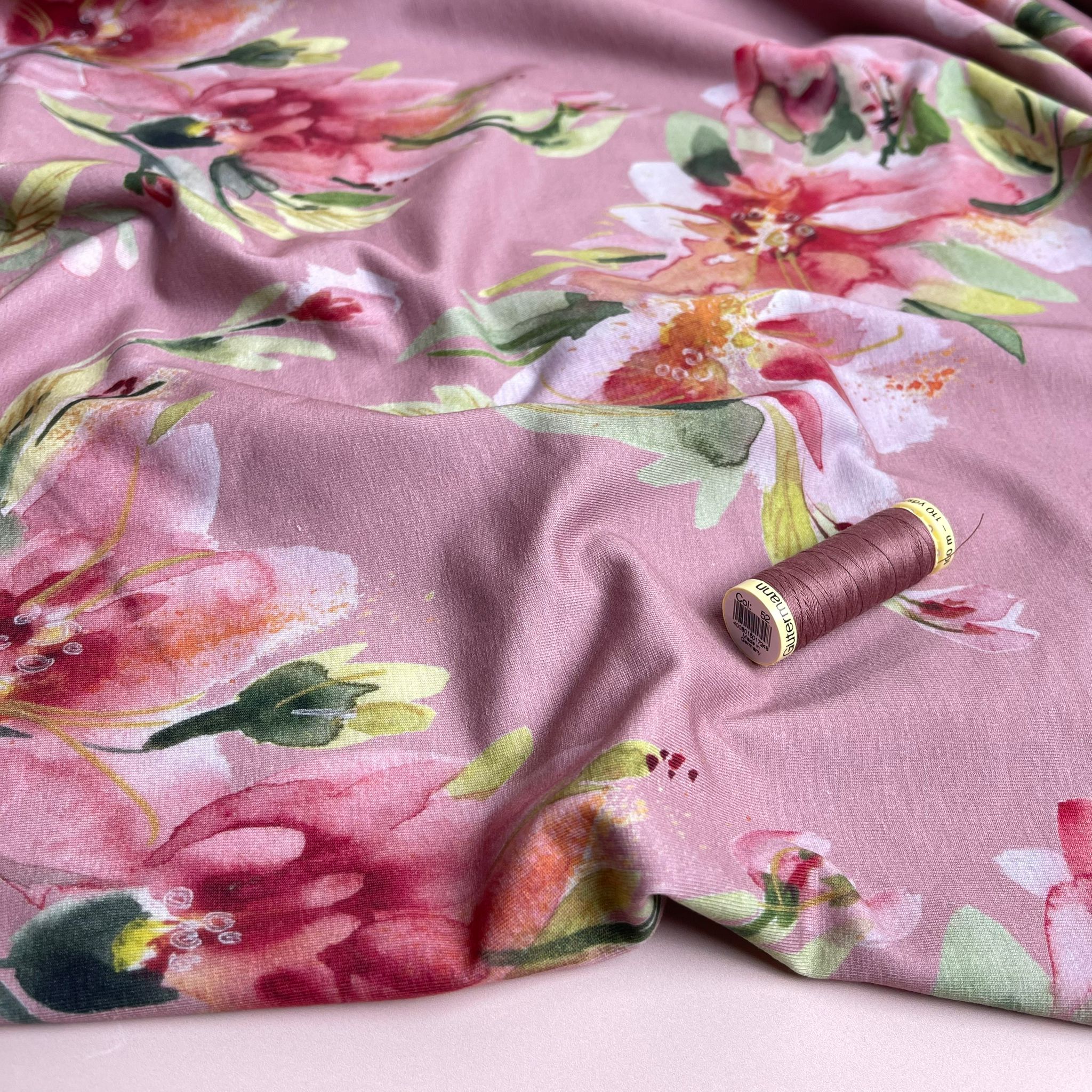 Danish Design - Dusty Rose Floral Cotton Jersey Fabric