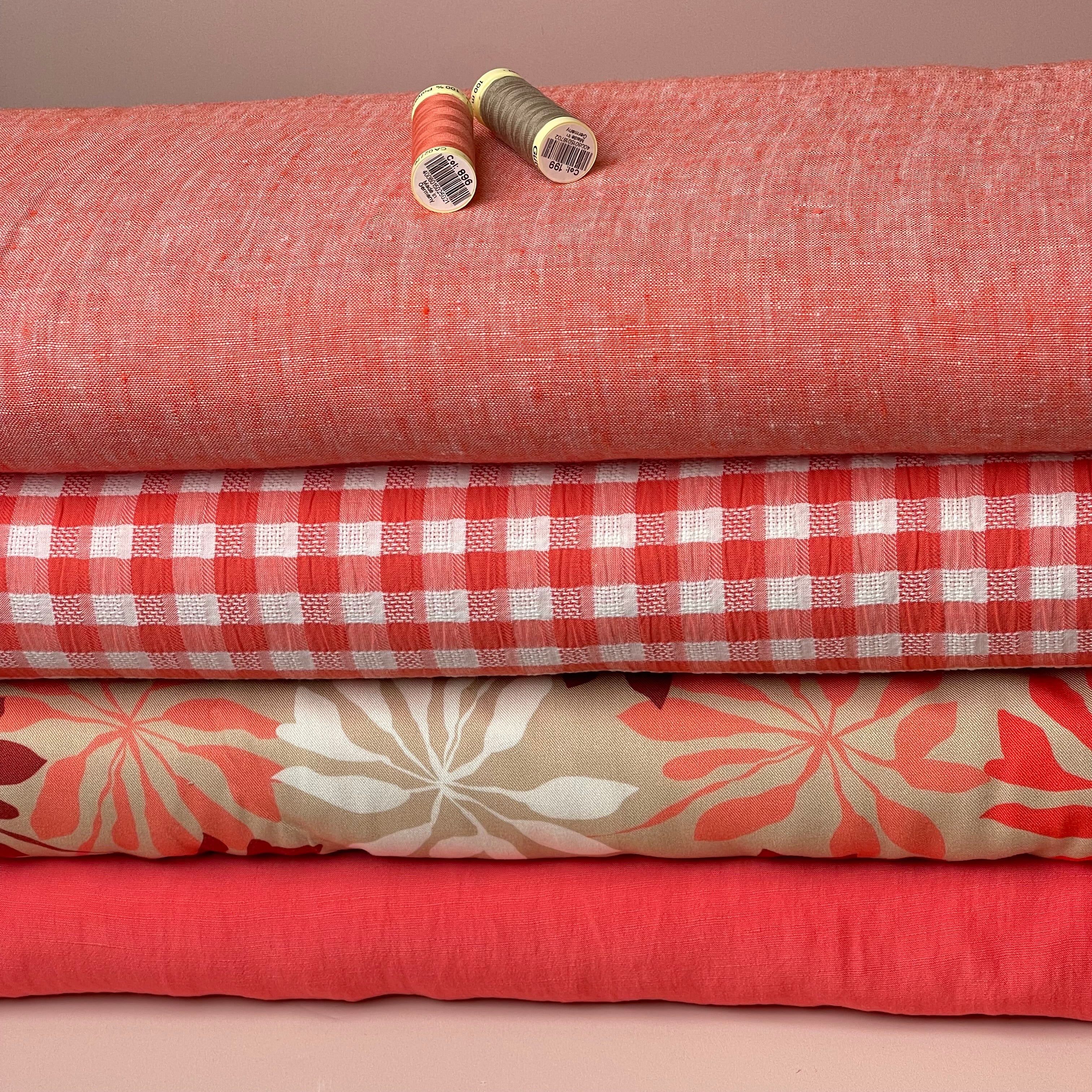 Yarn Dyed Pure Linen Fabric in Orange