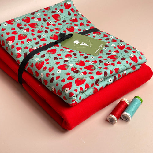 Limited Edition - Luxury Pyjama Kit with Strawberry Cotton Jersey and Plain Flannel