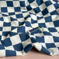 Checkers Blue GOTS Organic Cotton French Terry