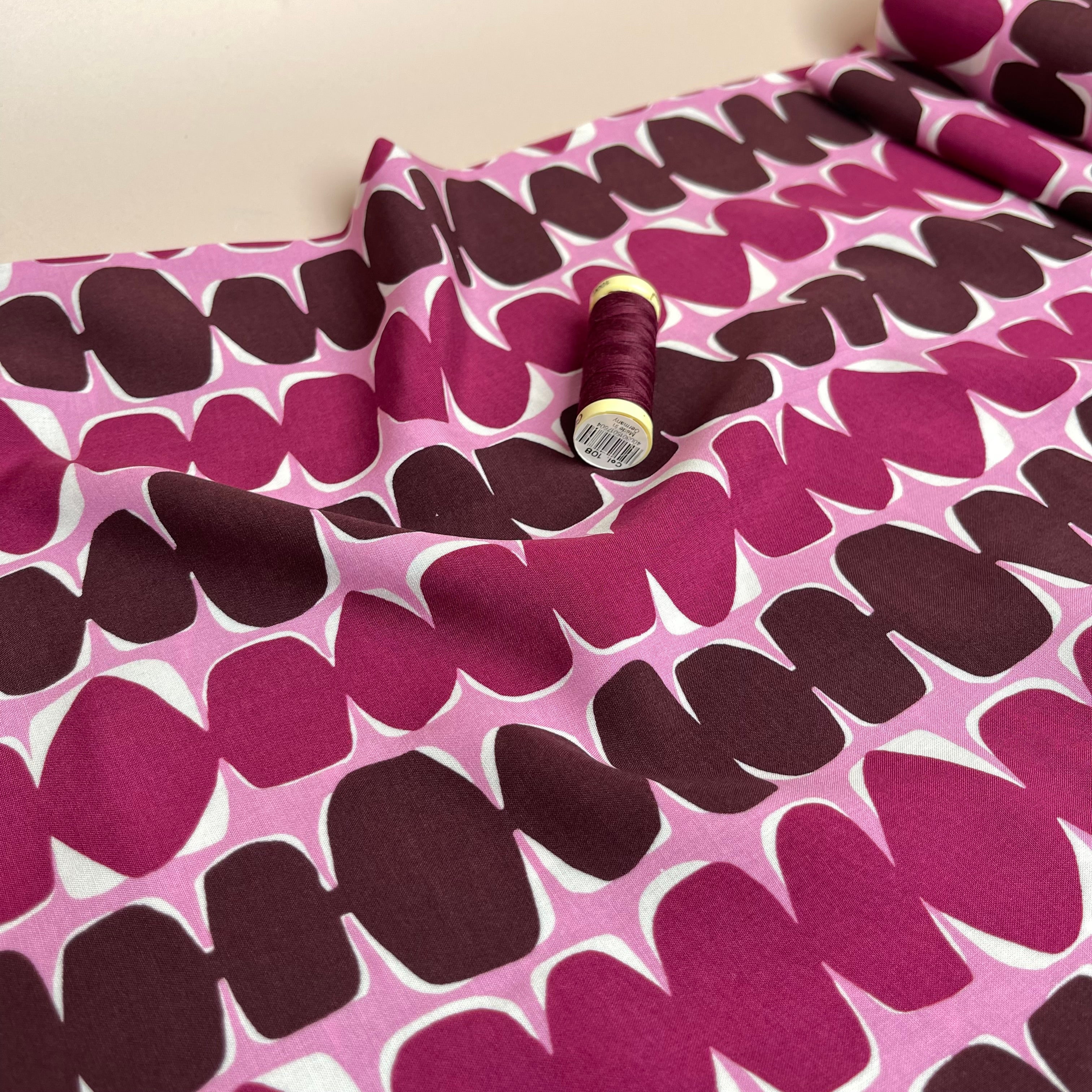 Stacked Pebbles Plum LENZING™ ECOVERO™ Viscose Fabric