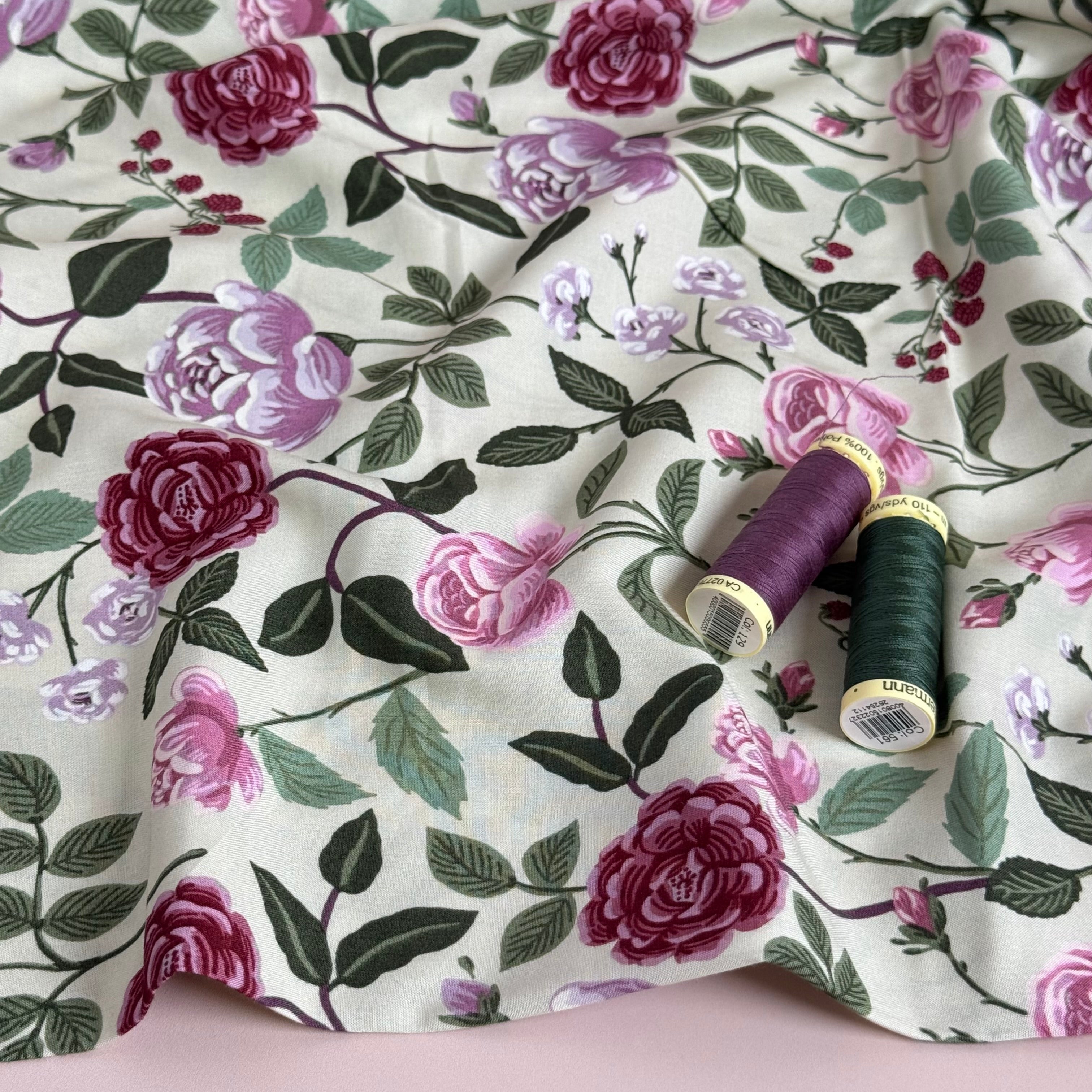Rifle Paper Co - Roses in Plum Rayon from English Rose