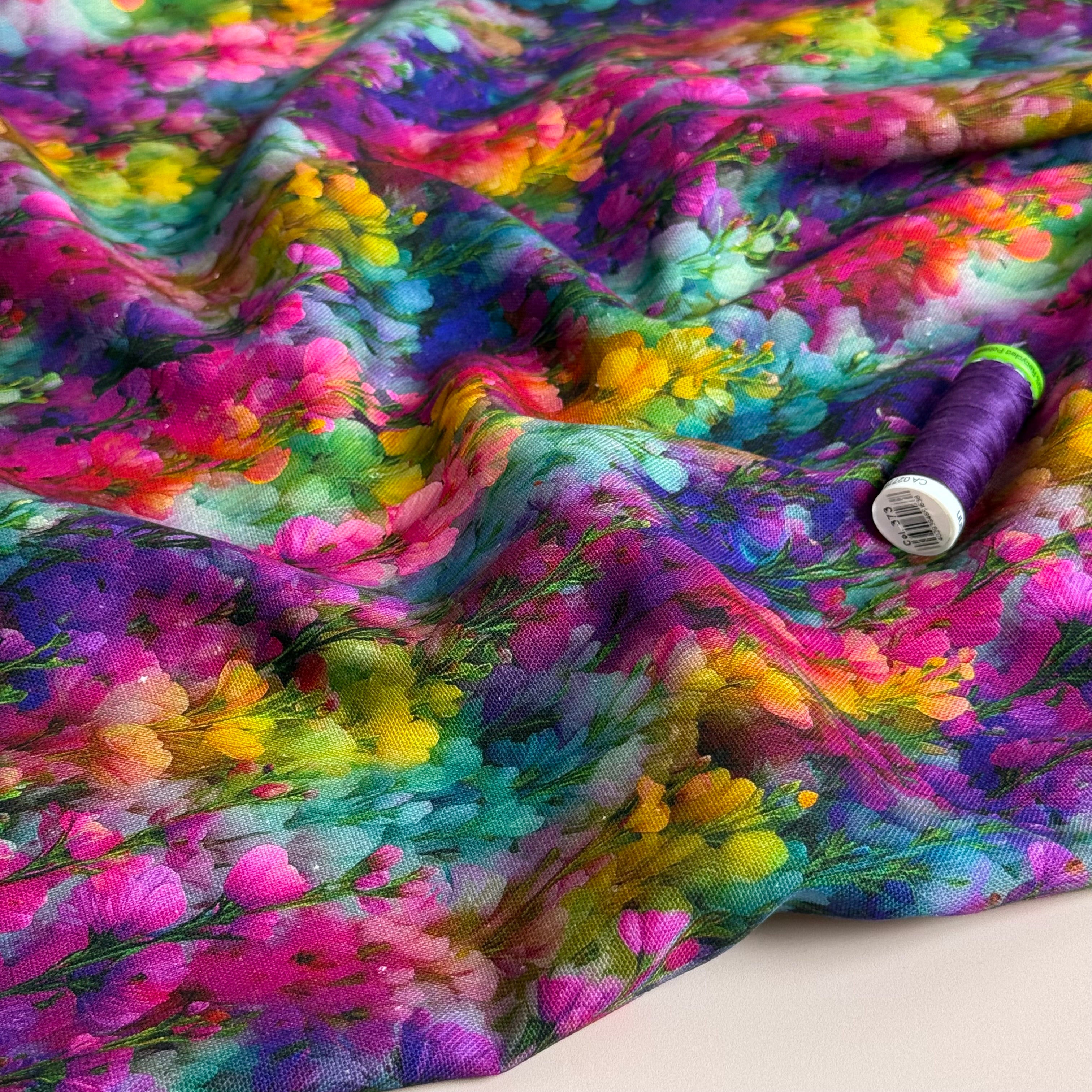 Enchanted Blooms Viscose Linen Fabric