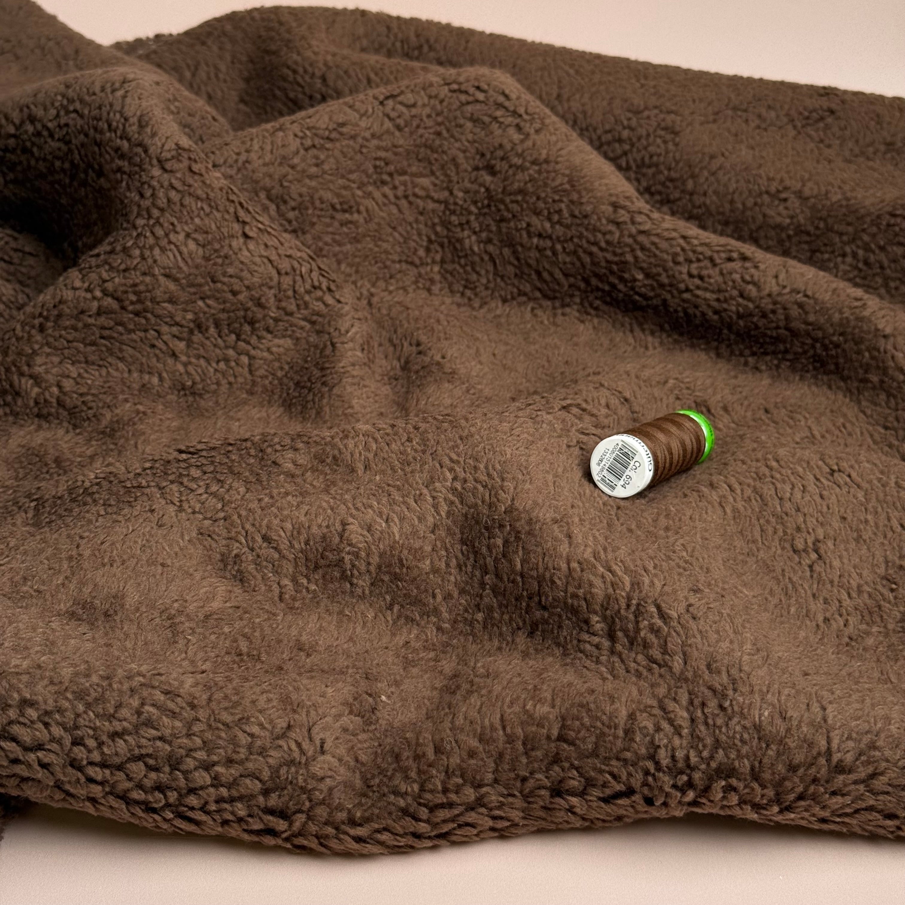 Cotton Teddy Fabric in Brown