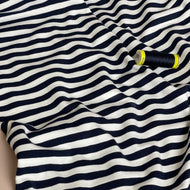 Yarn Dyed Navy Breton Stripe Cotton Jersey Fabric