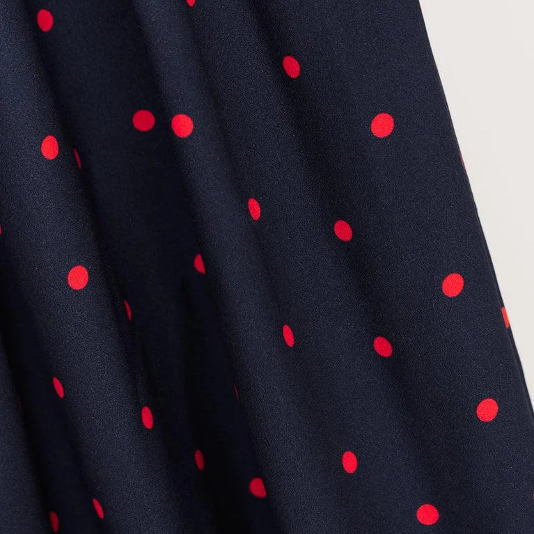 PRE-ORDER arriving by 18 Sep -  Mind The MAKER - Jolly Dot Indigo Night ECOVERO™ Viscose Crepe Fabric