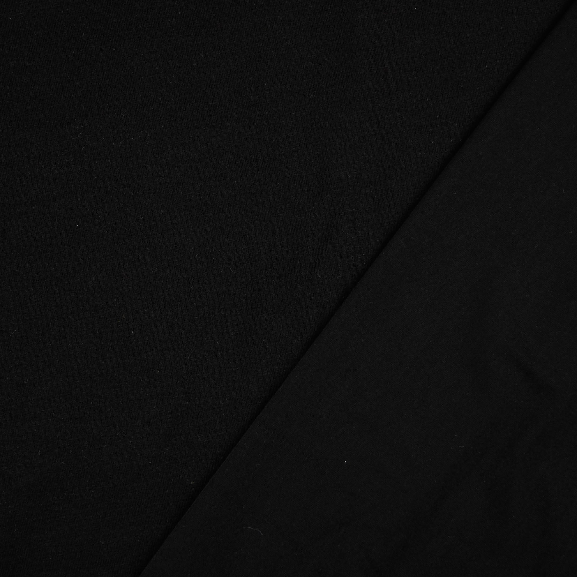 REMNANT 1.30 Metres - Essential Chic Black Plain Cotton Jersey Fabric