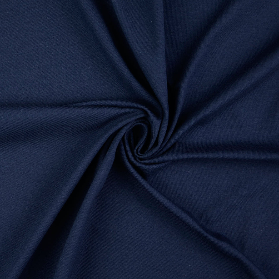 REMNANT 0.89 Metres - Essential Chic Navy Plain Cotton Jersey Fabric