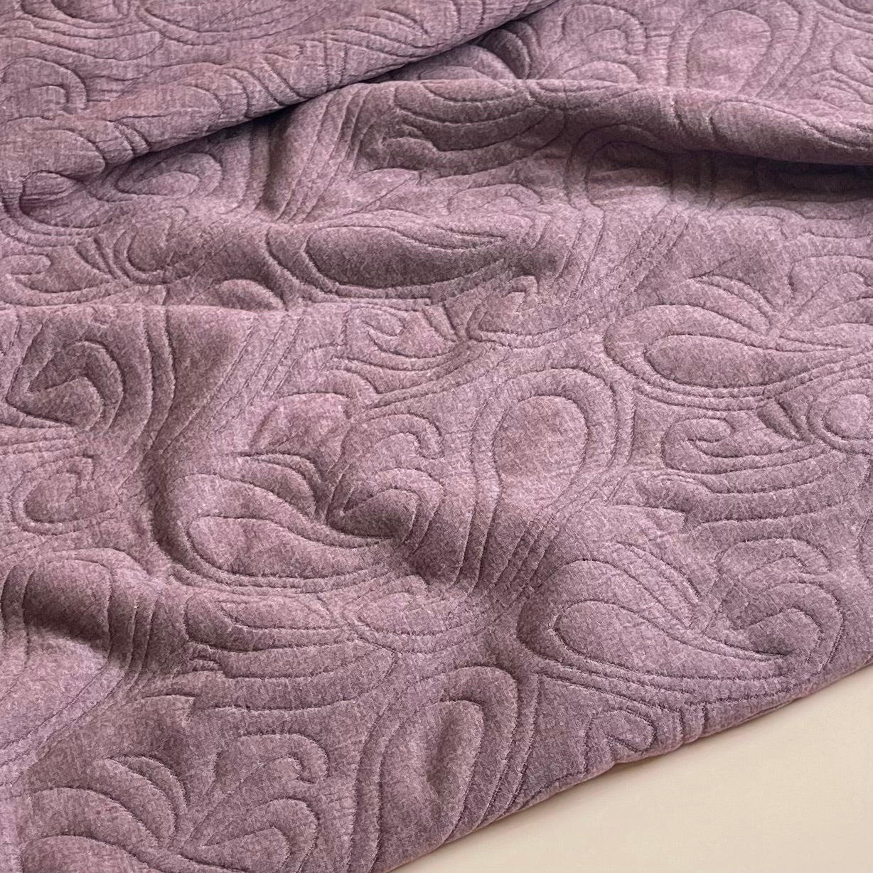 Paisley Jacquard Quilted Knit in Mauve