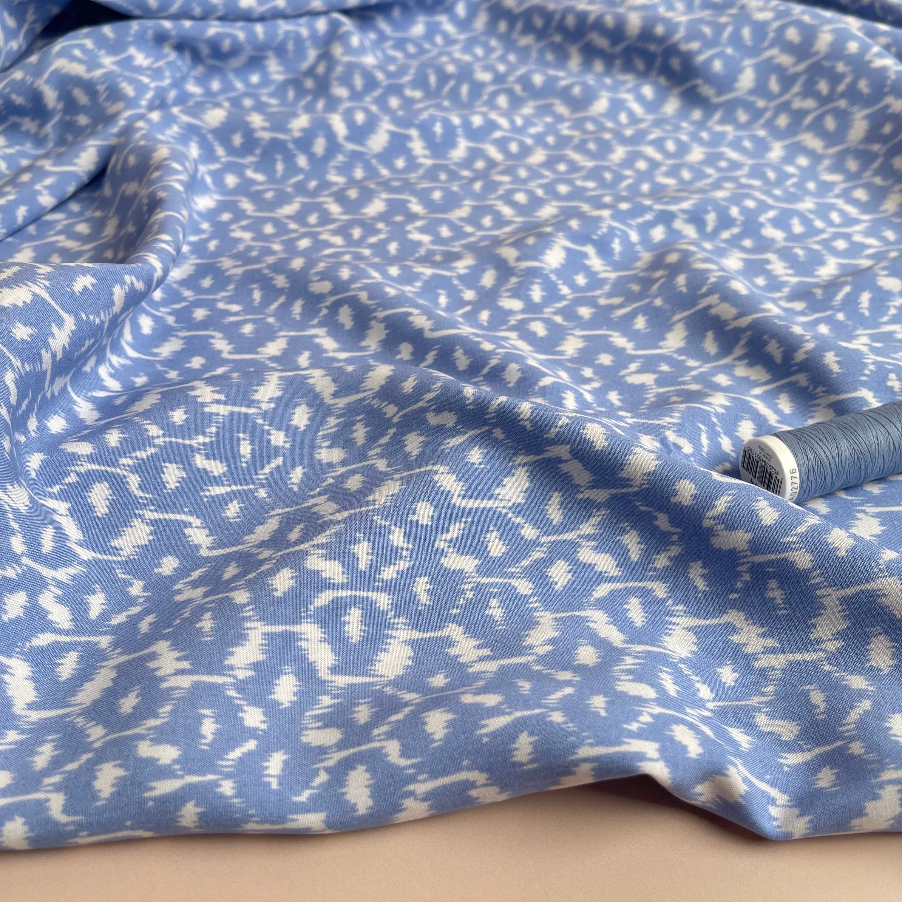 Blue Honeycomb Viscose Fabric