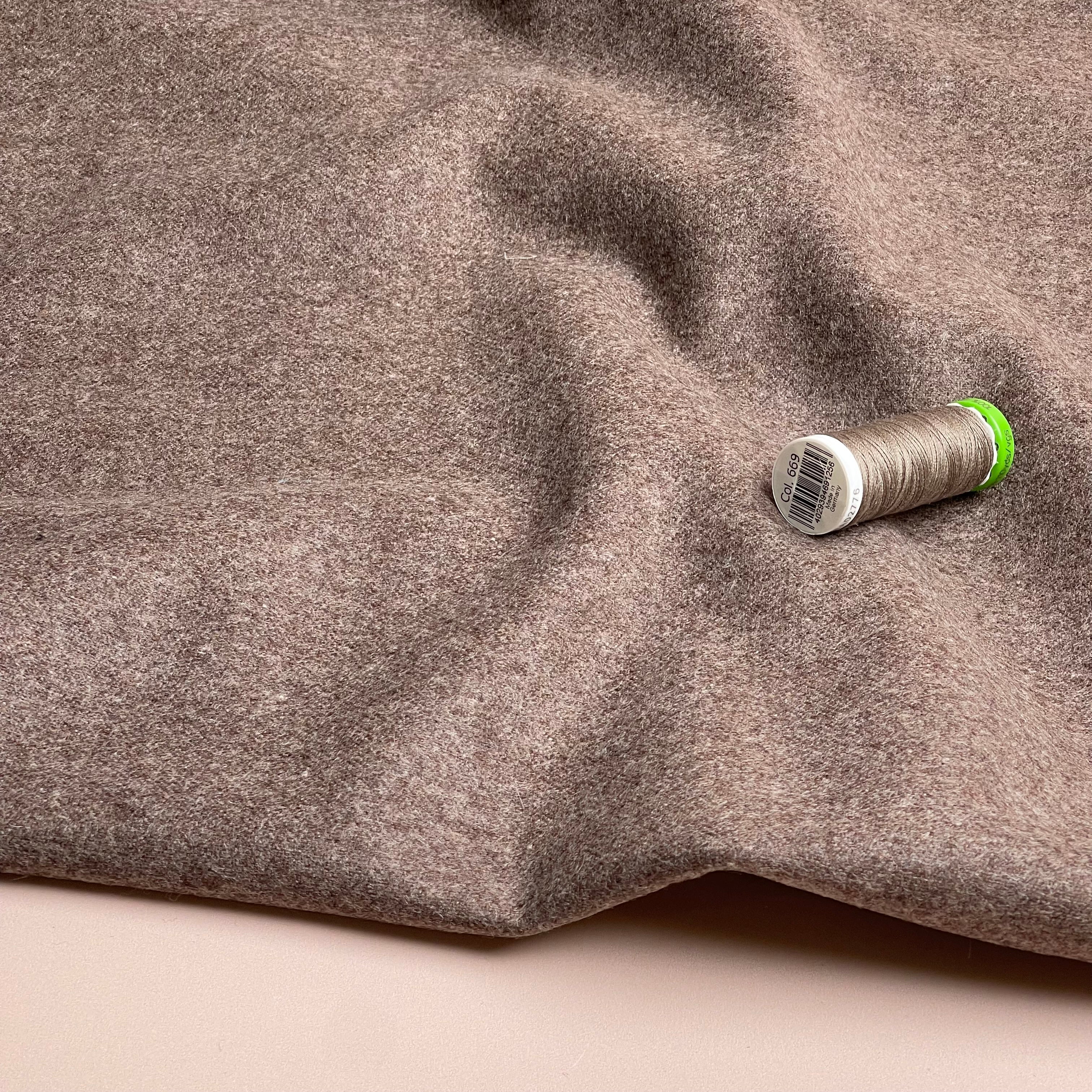 Deadstock Plain Light Beige Wool Coating Fabric