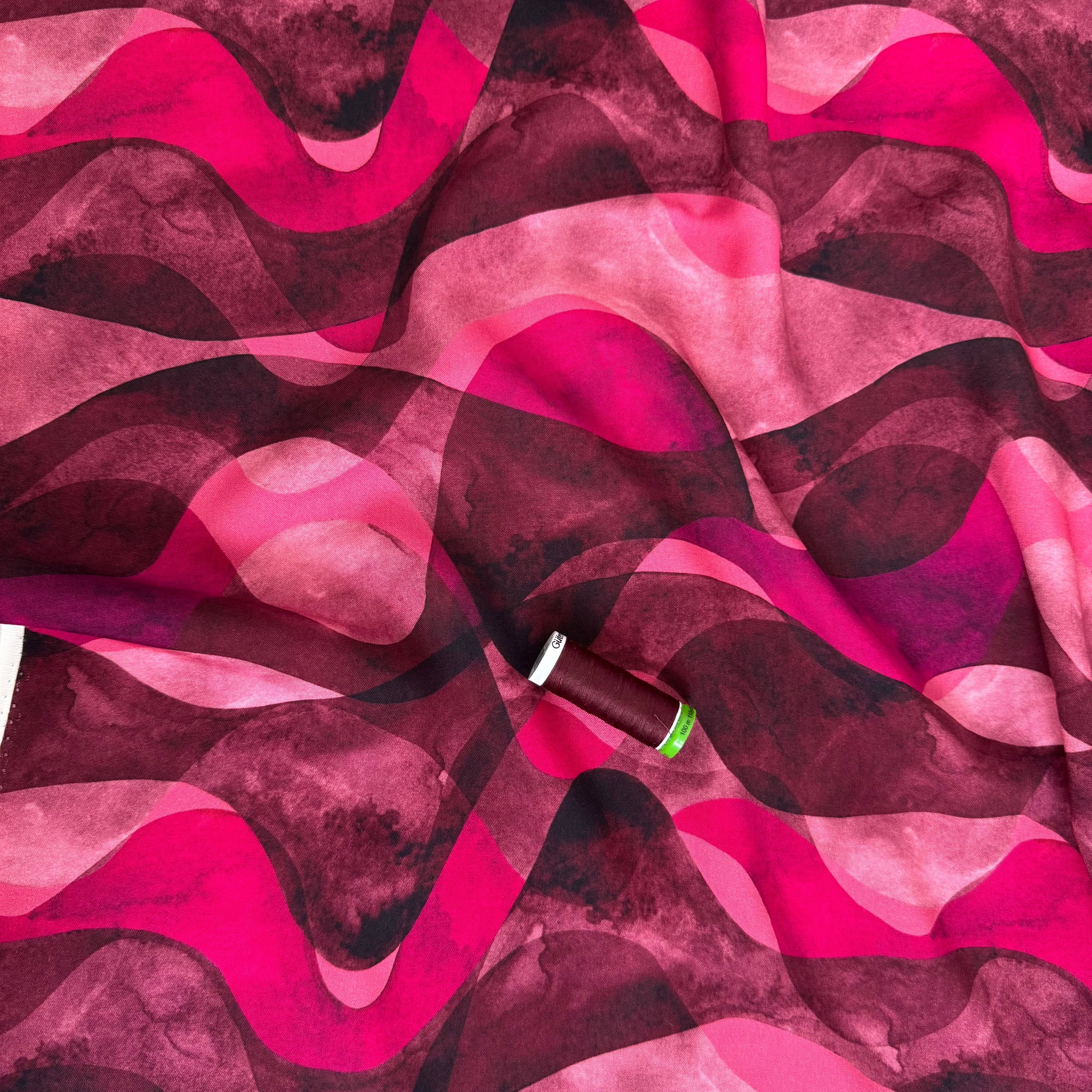 Waves Bordeaux Viscose Twill with LENZING™ ECOVERO™ fibres