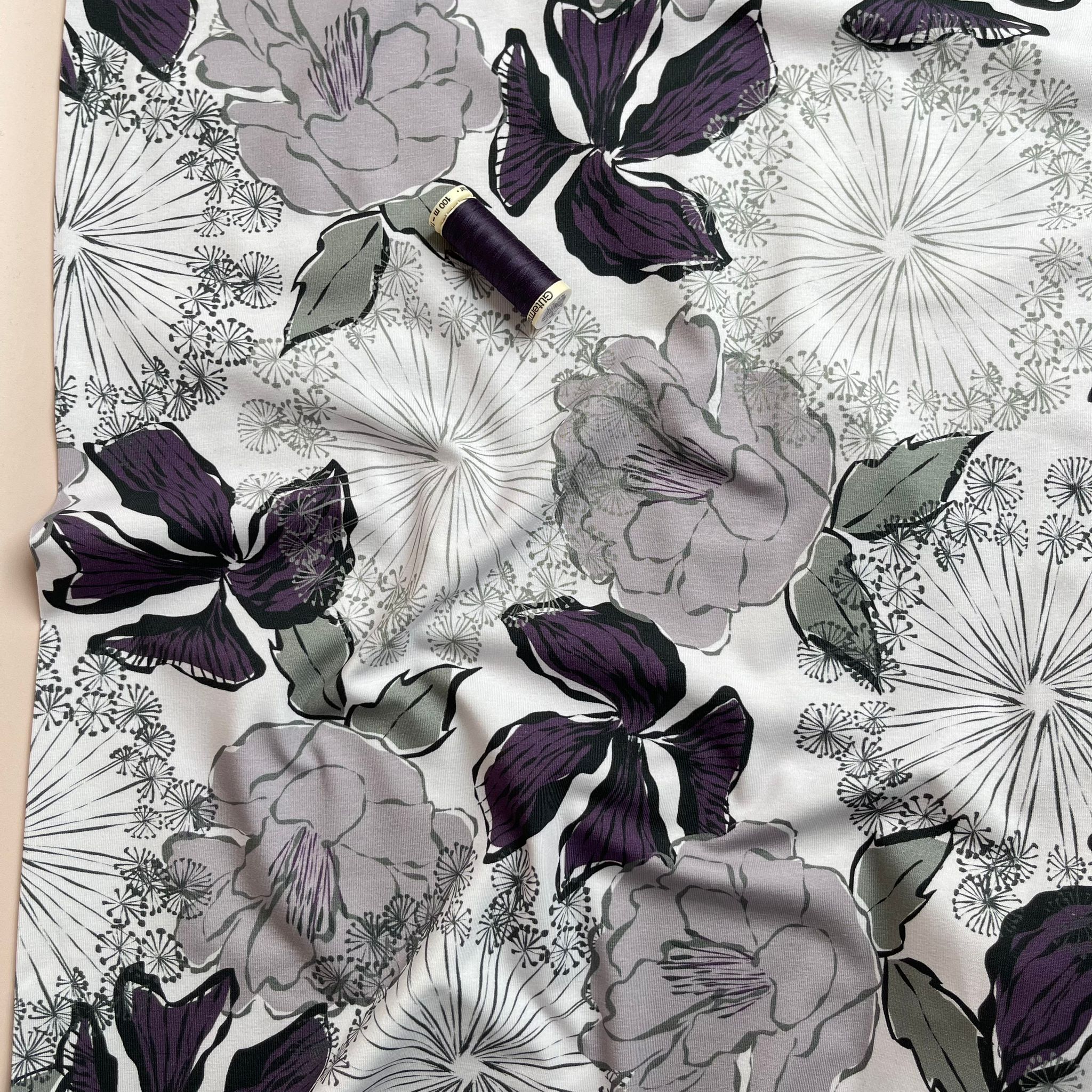 Danish Design - Bold Mauve Blooms Cotton Jersey