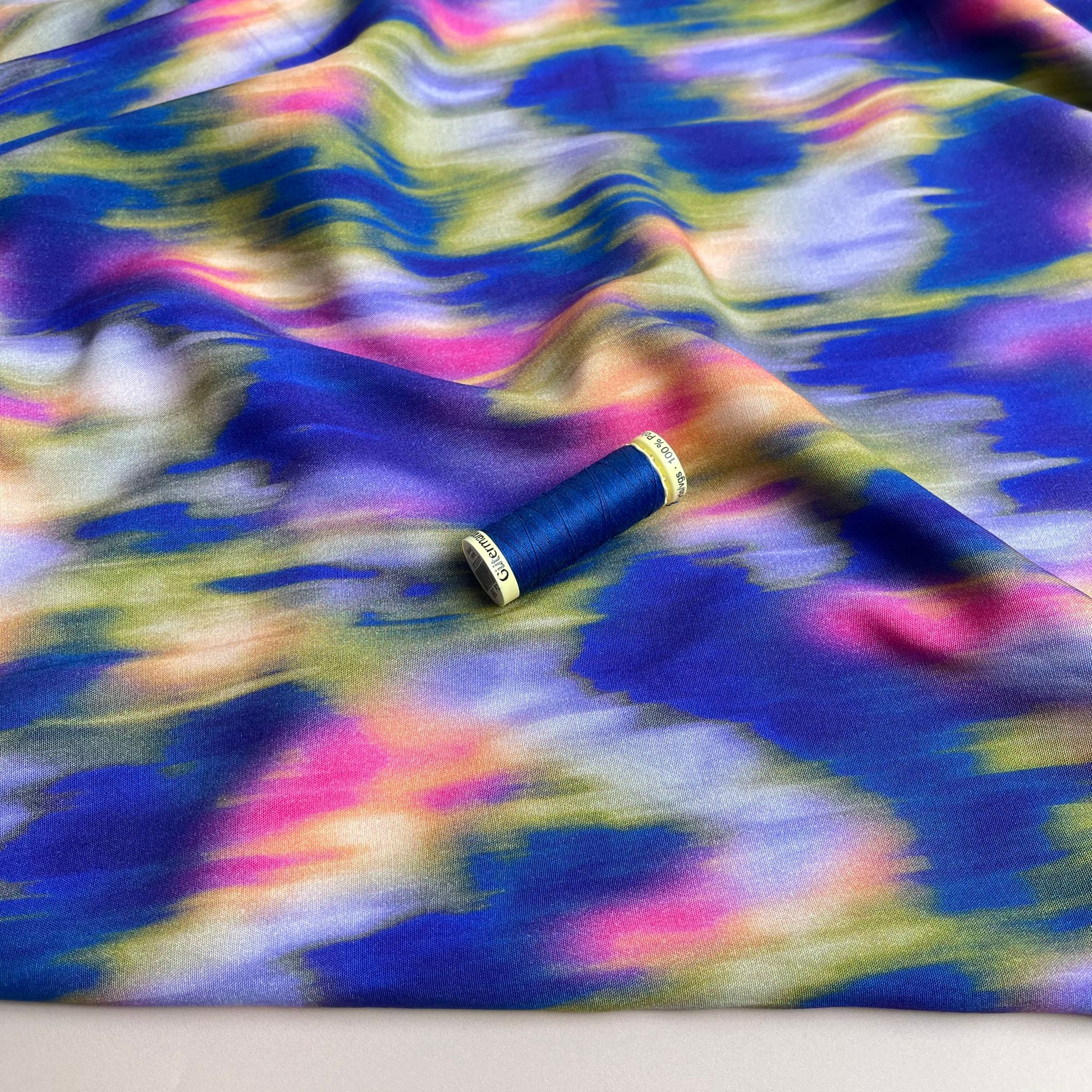 Cobalt Dream Stretch Viscose Poplin Fabric