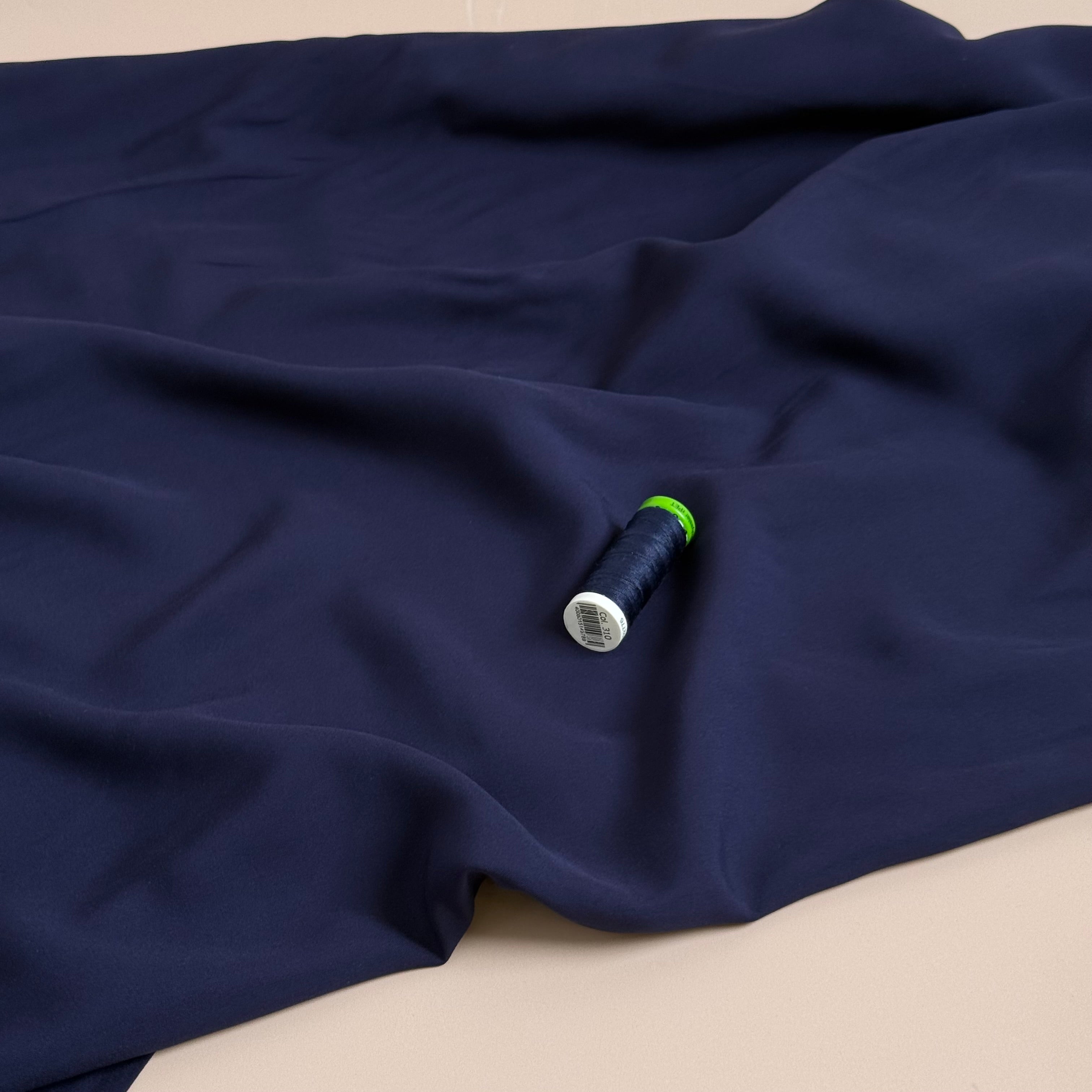 Elegance Navy Plain ECOVERO Viscose Fabric