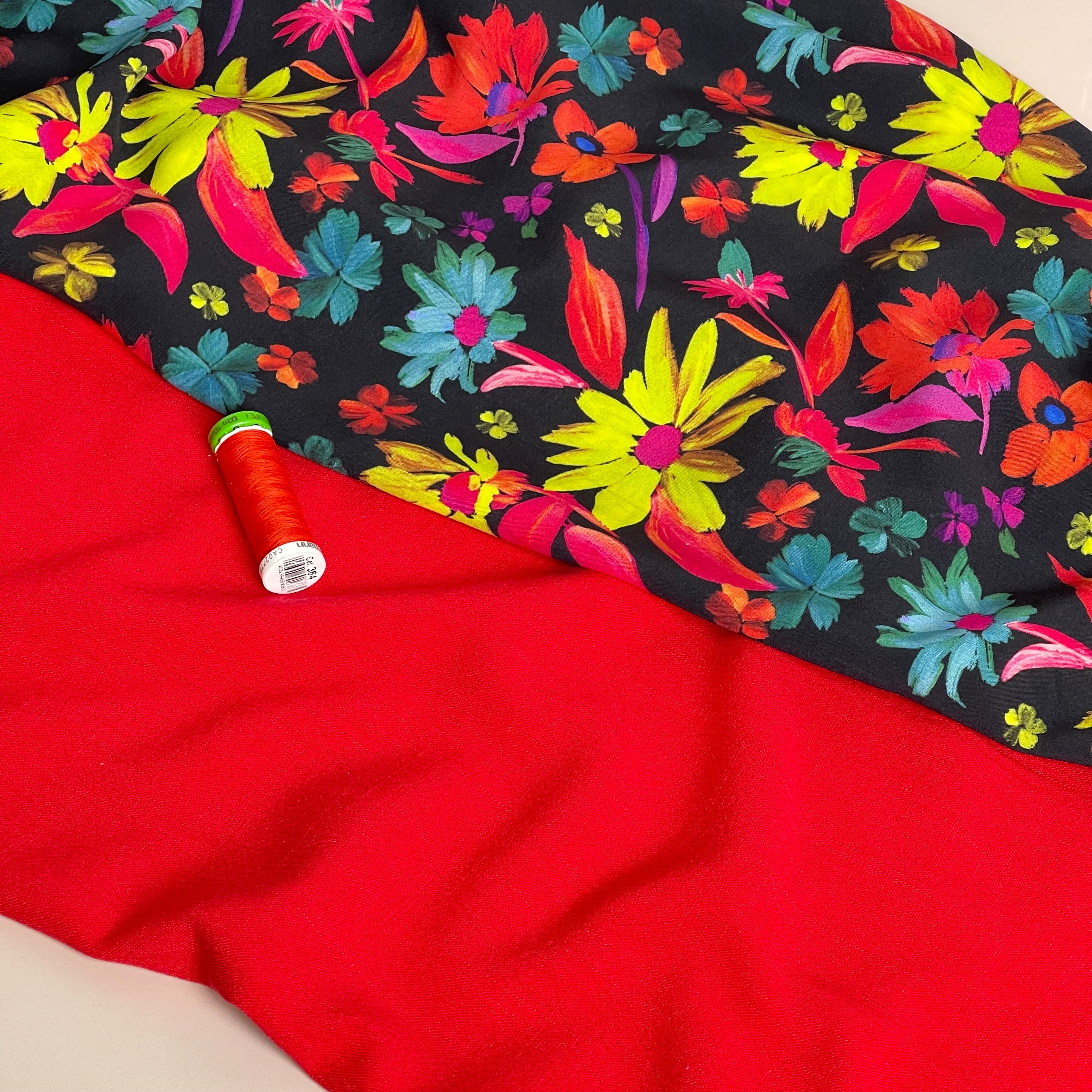 Flow Red Viscose Linen Blend Dress Fabric