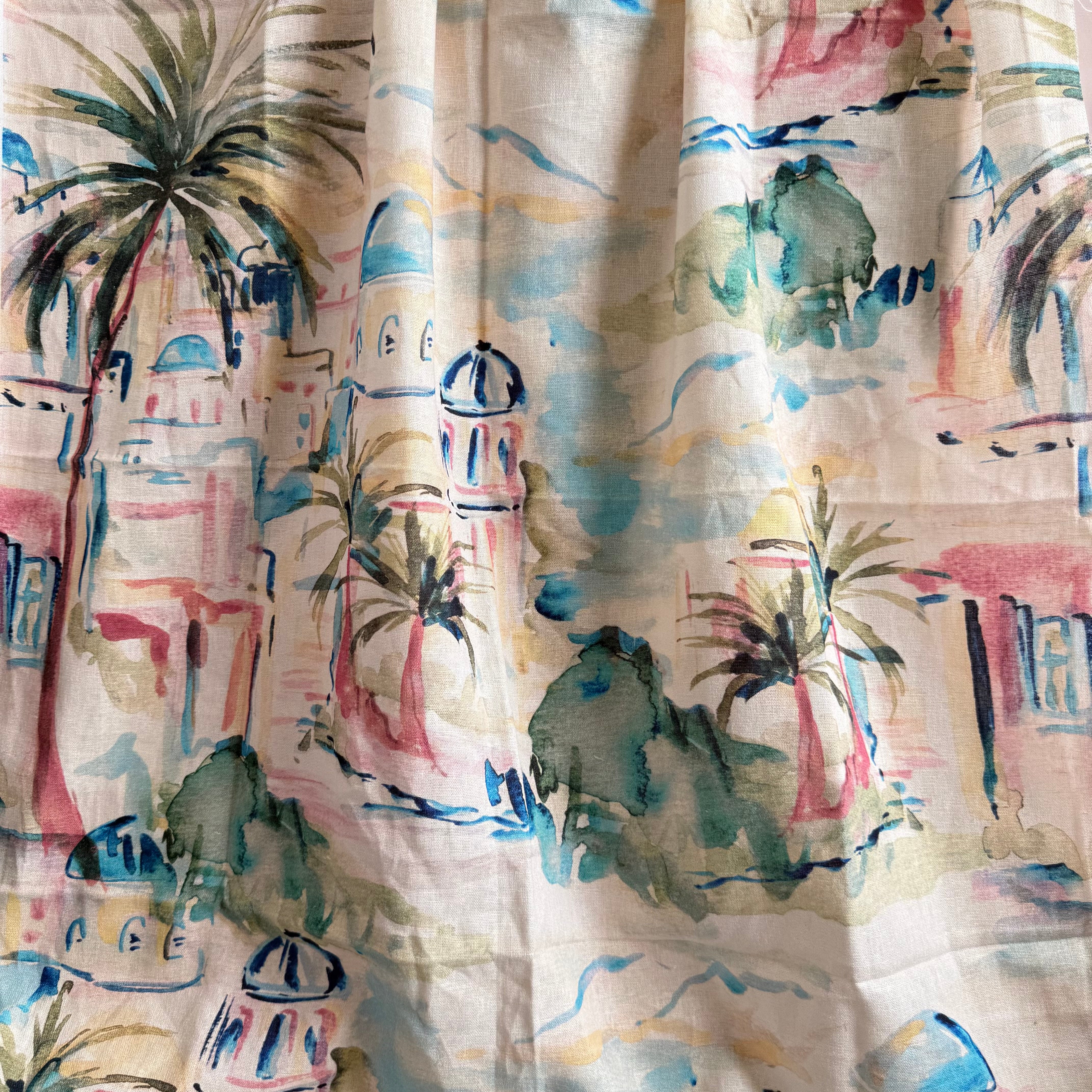 PRE-ORDER - arriving by end of August - Riviera Landscape Summer Linen Viscose Blend Fabric