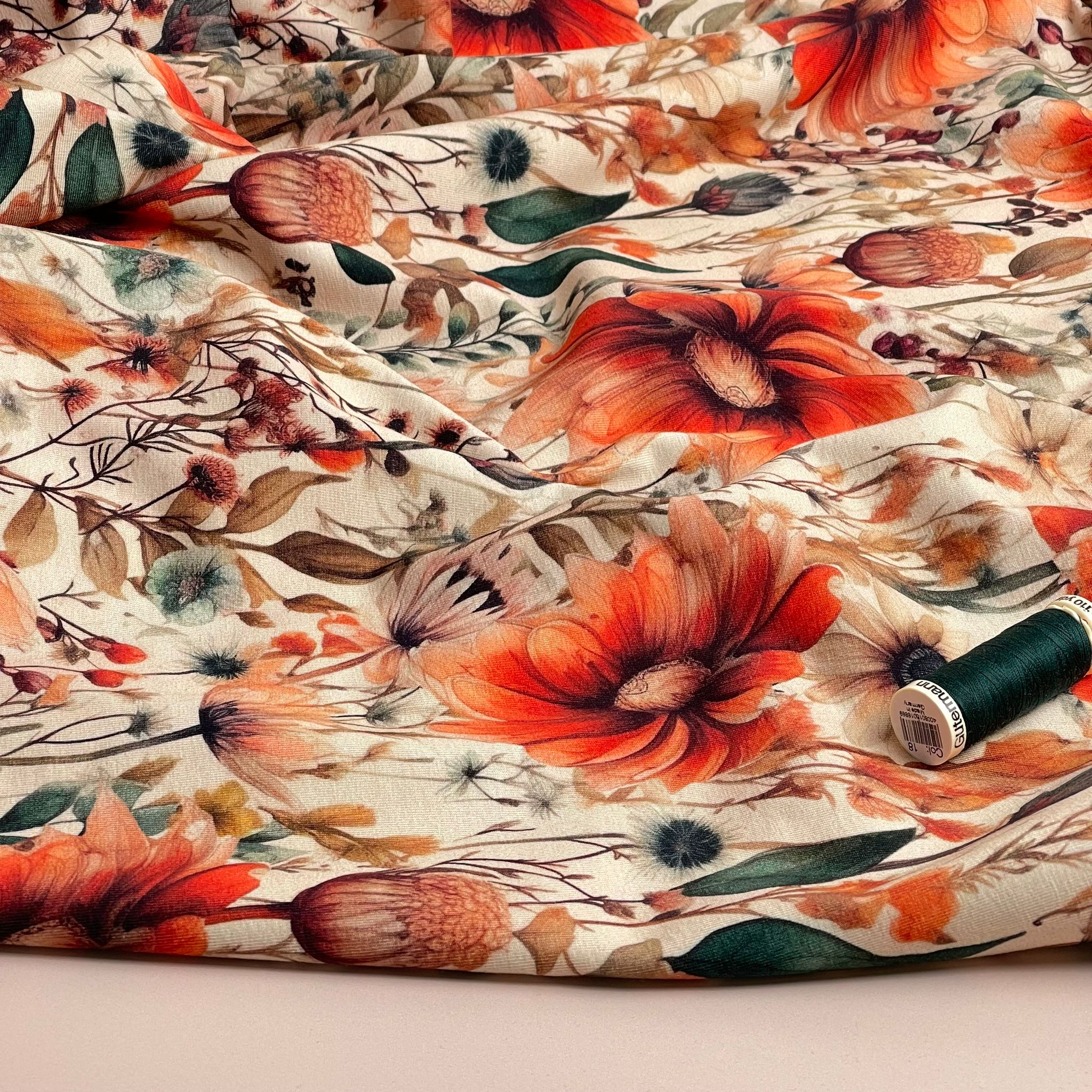 Danish Design - Autumn Florals Cotton Jersey Fabric