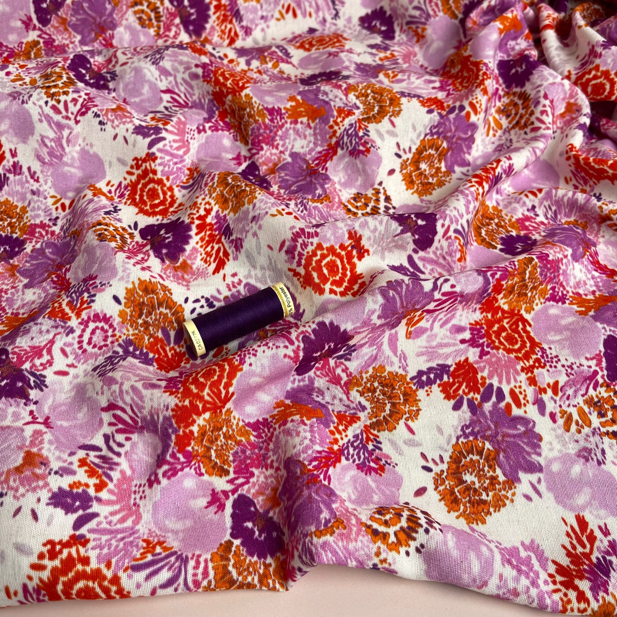 Sunrise Florals Viscose Linen Fabric