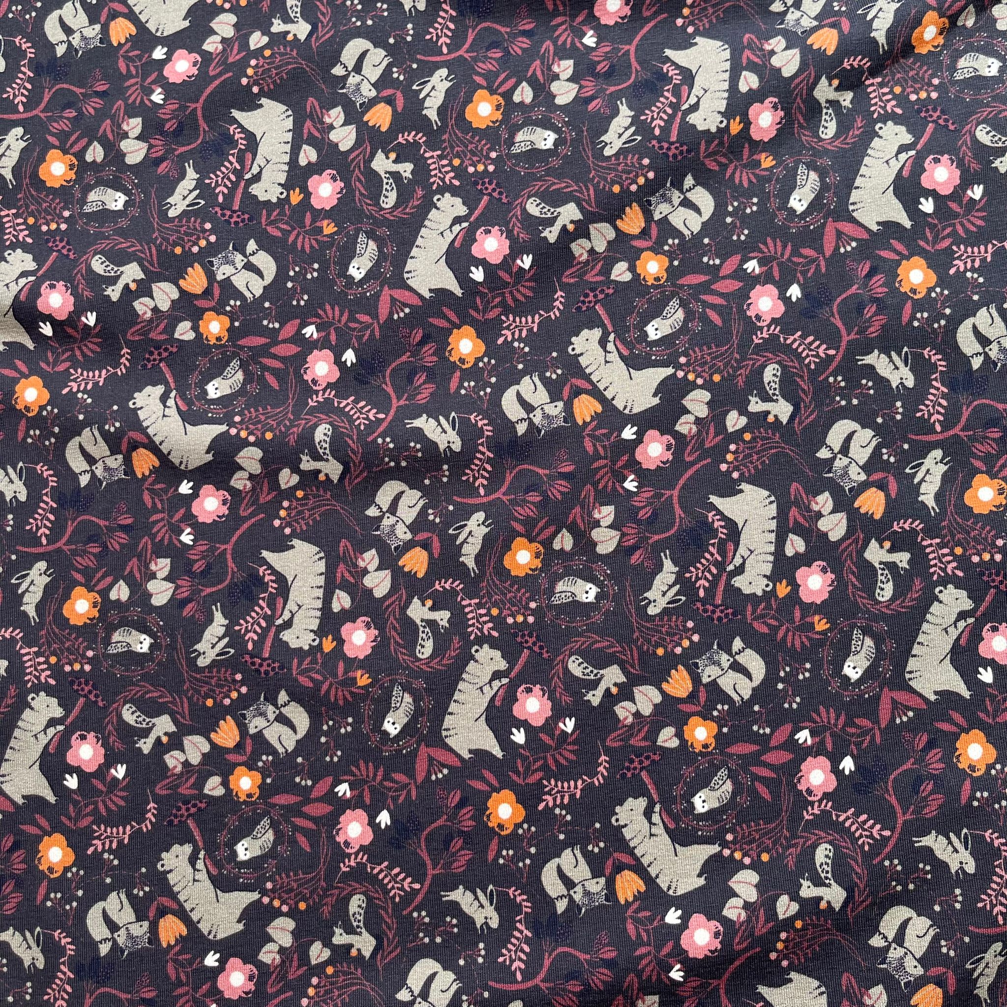 REMNANT 0.83 Metre - Danish Design - Woodland Sunset Cotton Jersey Fabric